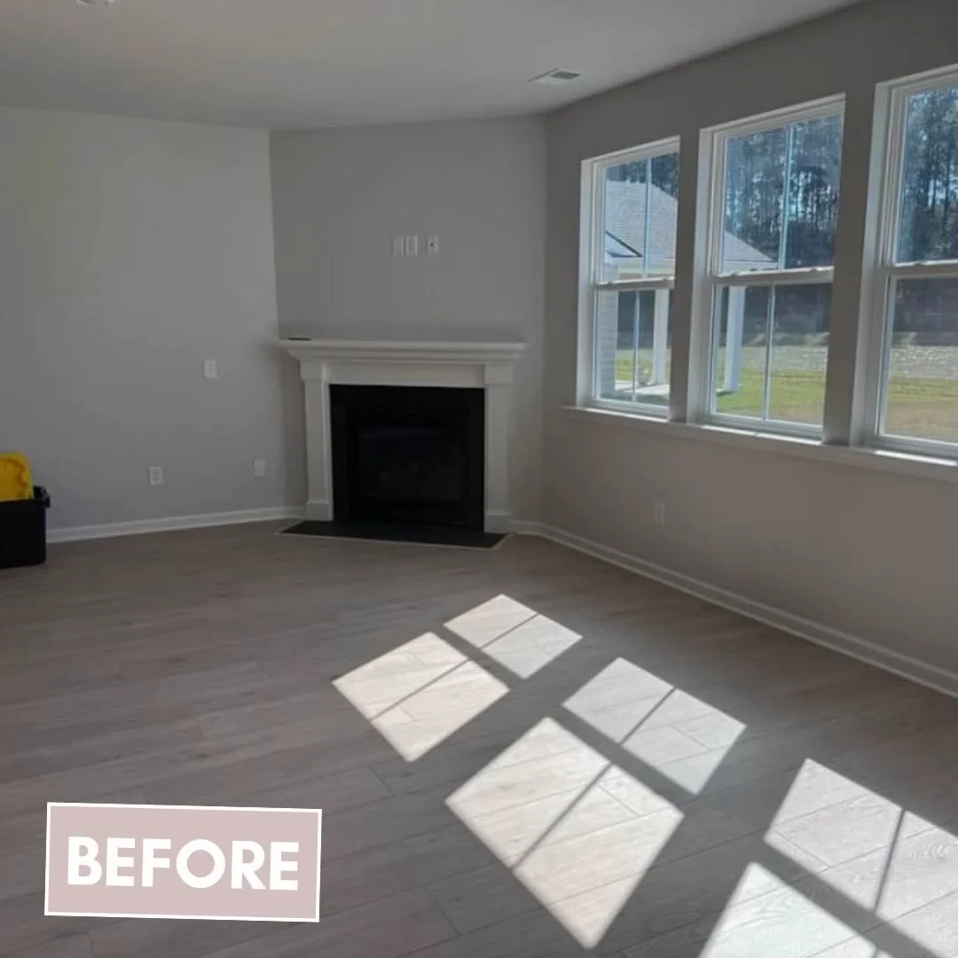 Client&rsquo;s new build living room before and after! ✨