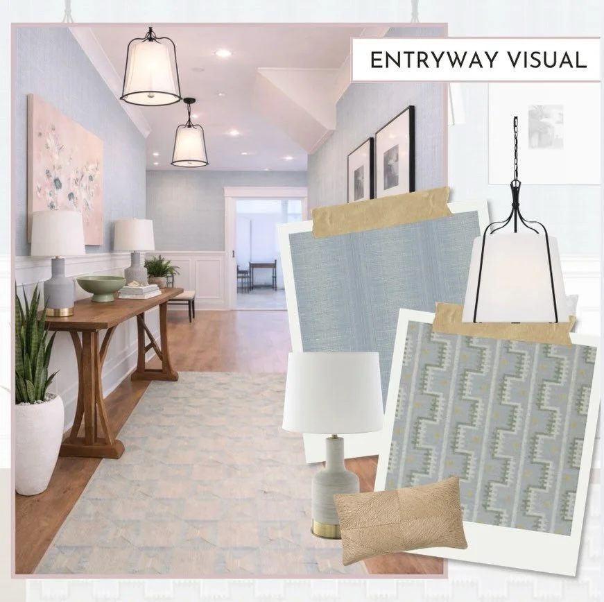 The process! ✨ Our client being able to visualize their entryway and have everything sourced to achieve that completed look for the space! 

We create customized designs by space to fully meet your style and budget. We source pieces both large and sm