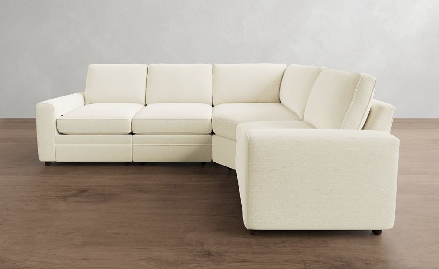 Pearce Square Arm Reversible Power Reclining Sectional, Ivory, Basketweave Slub