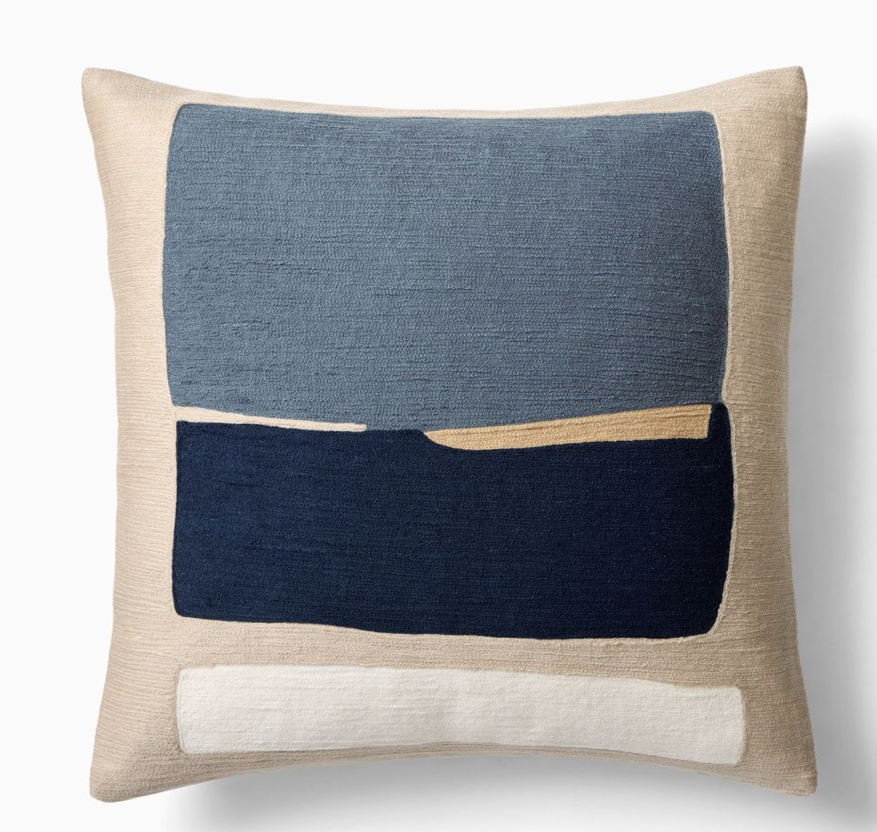 Crewel Block Art Pillow Cover, Marina Blue, Pillow Cover + Down Alternative Insert, x 6