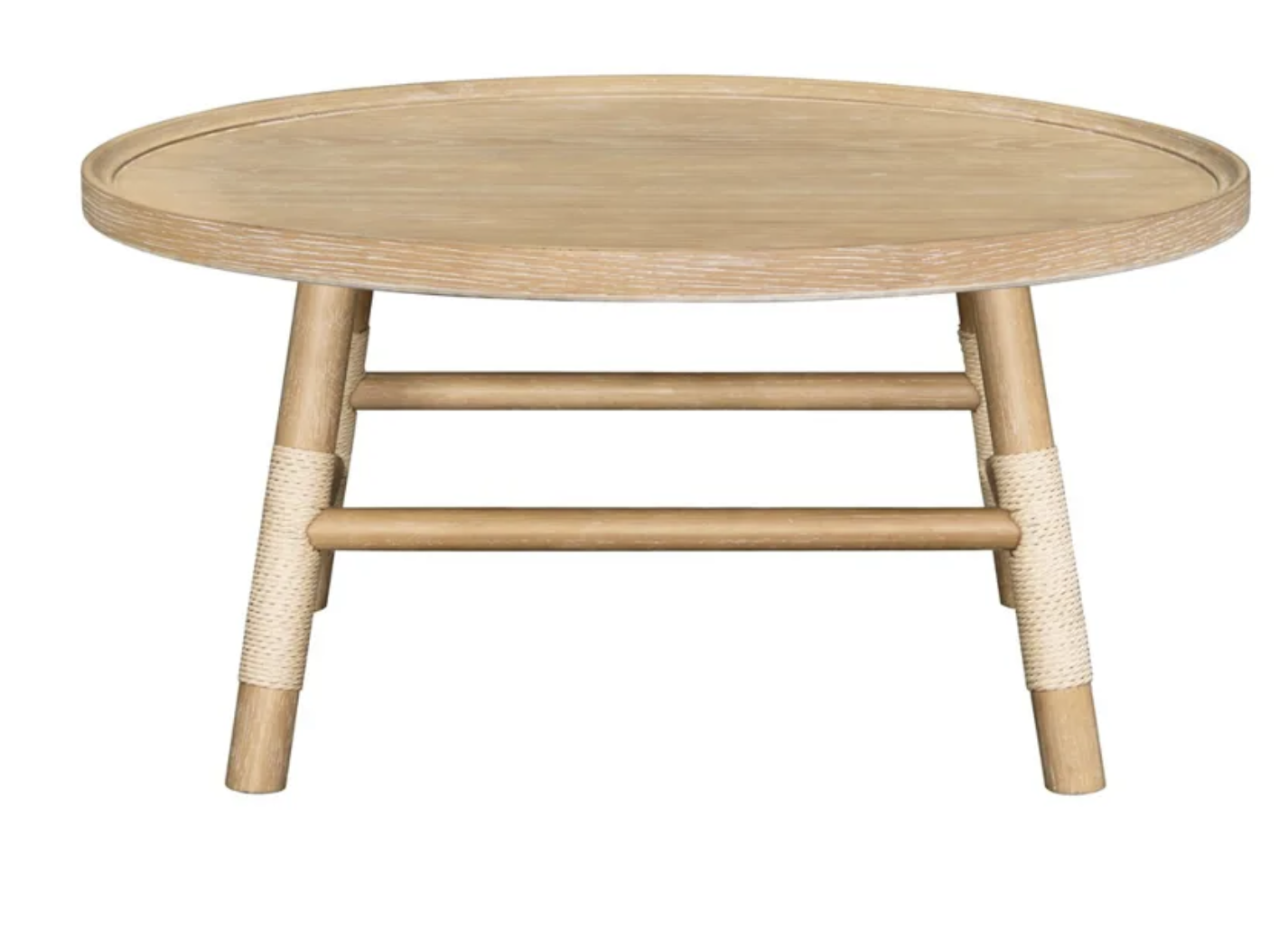 Cora Coastal Beach Natural Brown Wood Round Coffee Table