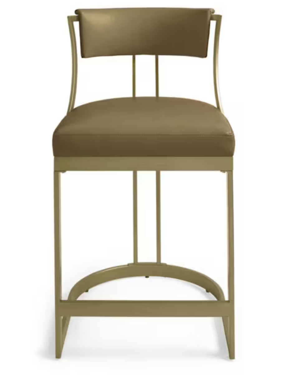 Candice Low Back Counter Stool, Counter Height , Antique Brass/Marbled Caramel, x 5
