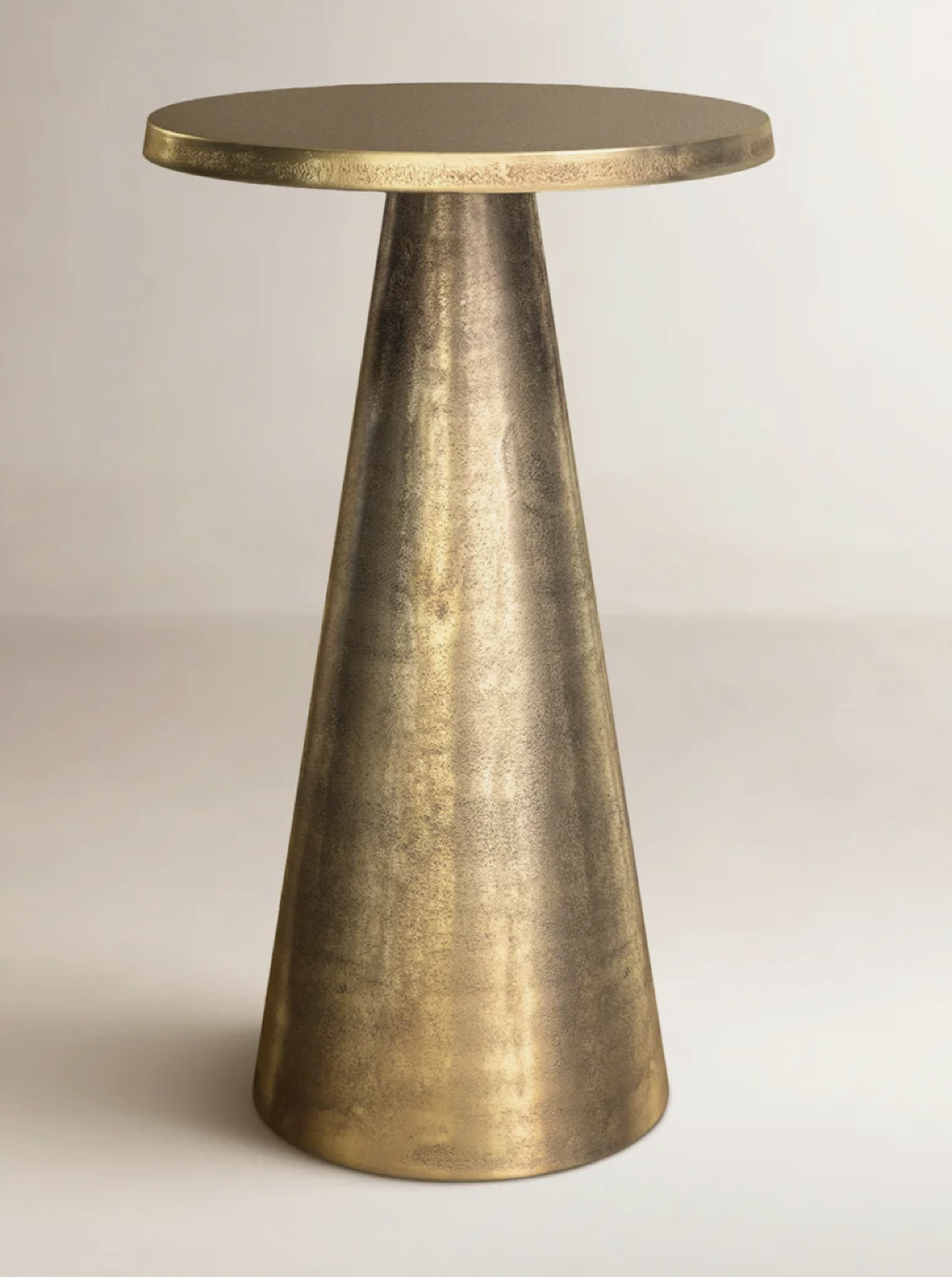 Toriane Round Aluminum End Table, Antique Brass, x 6