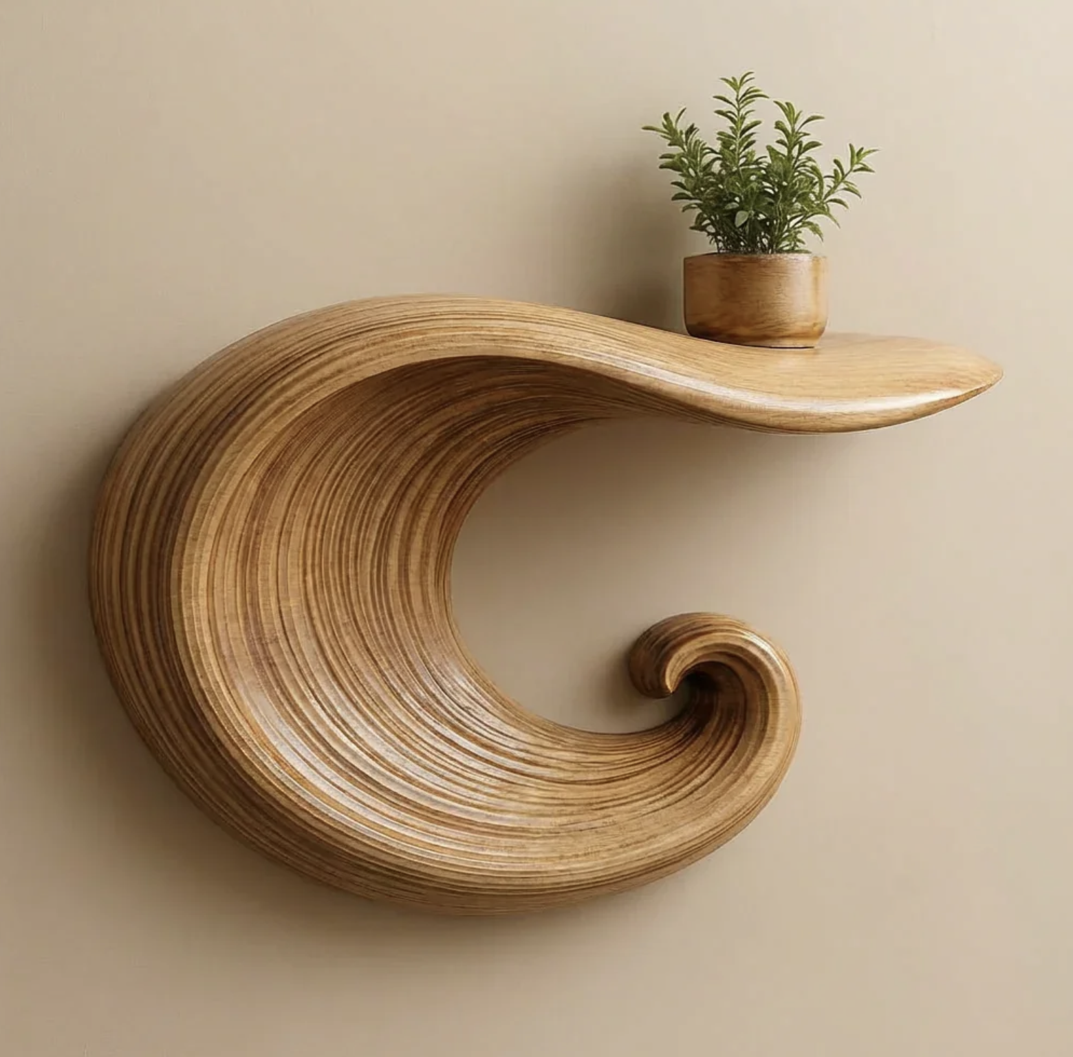 Sculptural Wave Floating Shelf