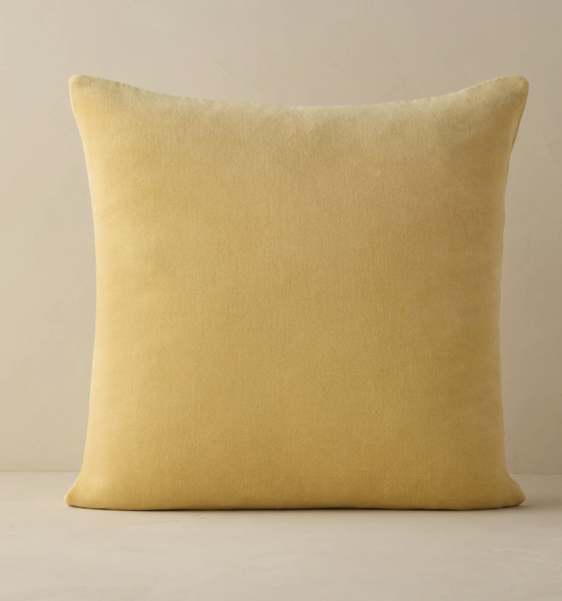 Charlotte Velvet Pillow, Buttercream, Pillow Cover Only, Square, x 2