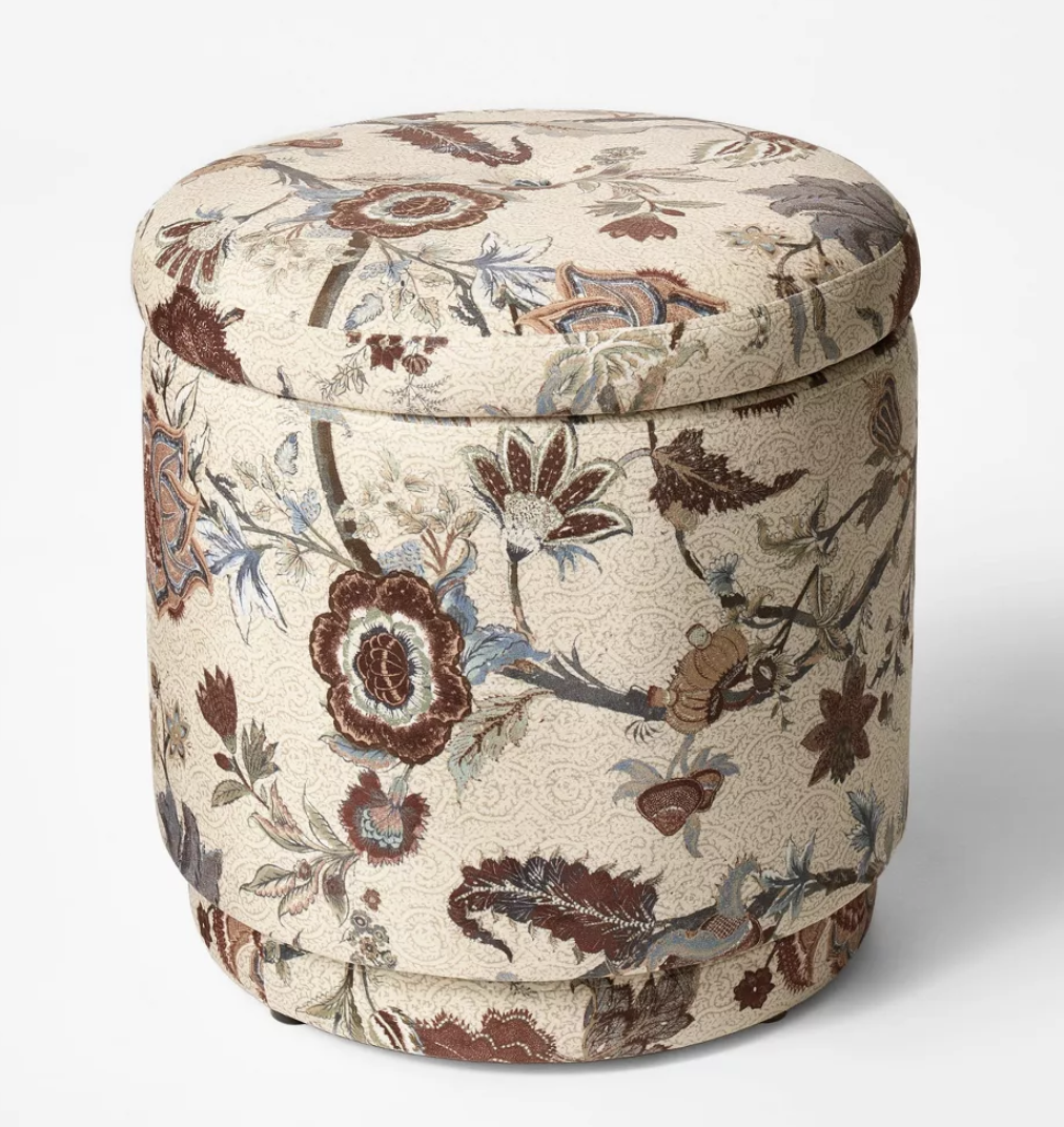 Swivel Storage Ottoman Floral Pattern, x 2