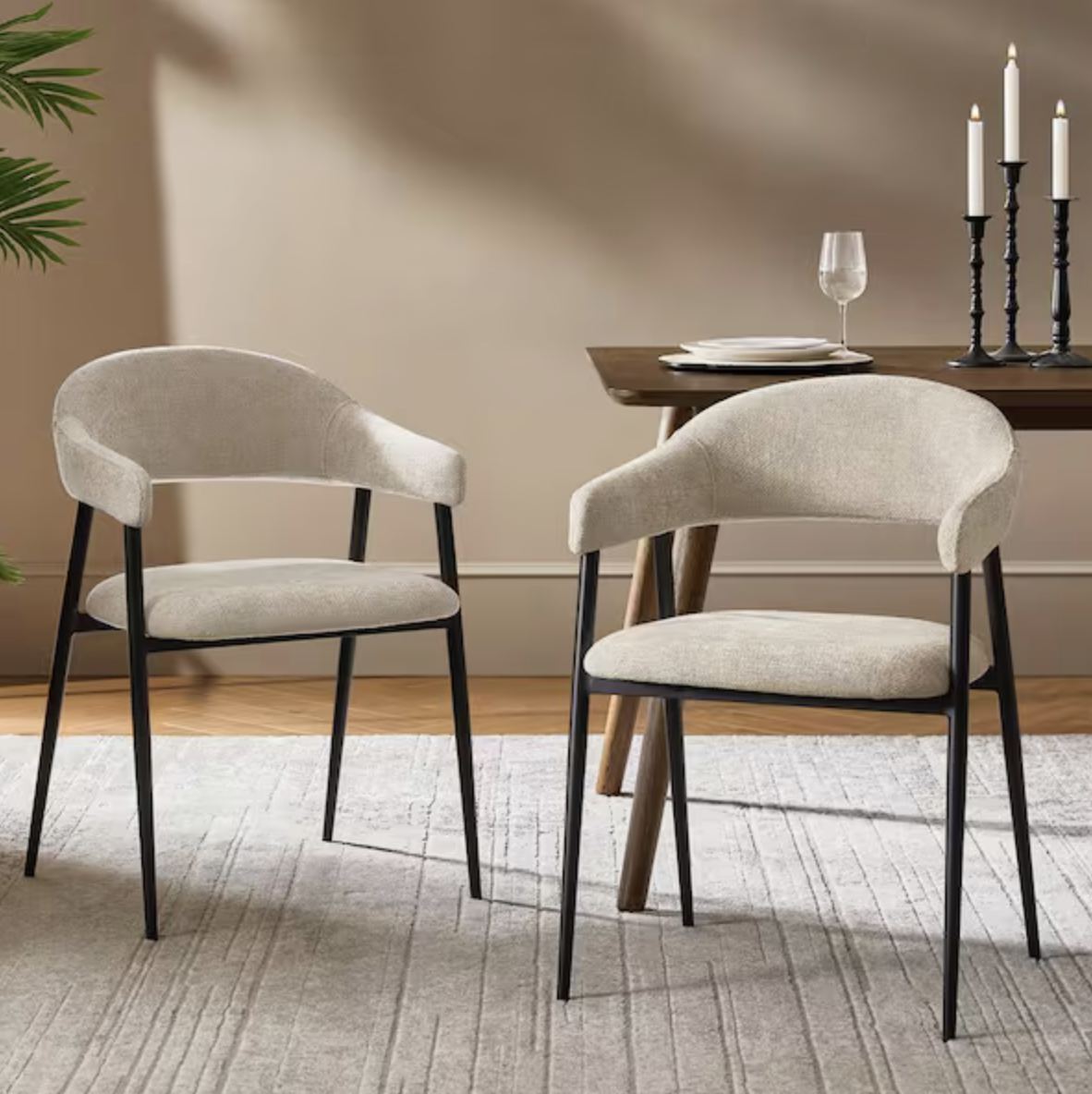 Andres Tan Polyester Modern Dinning Chair Set of 2, Tan, x 1