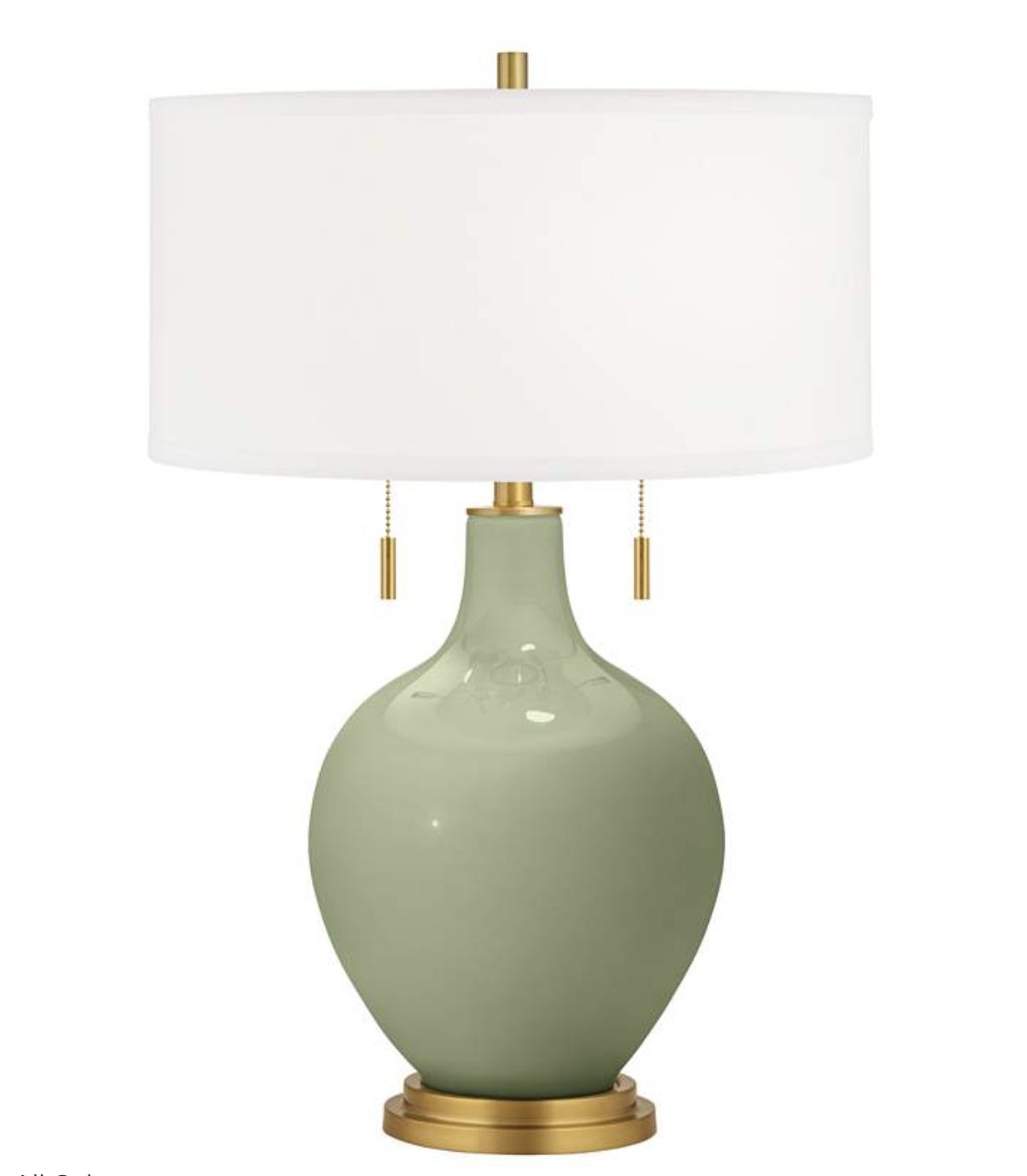 Color Plus Toby Brass 28" Majolica Green Glass Table Lamp, x 2