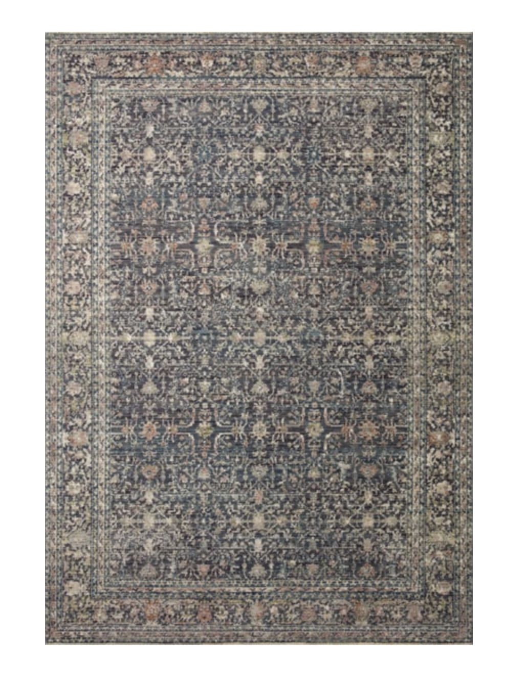 Bradbury BRU-01 Midnight/Teal/Pink Area Rug, 9'x12'