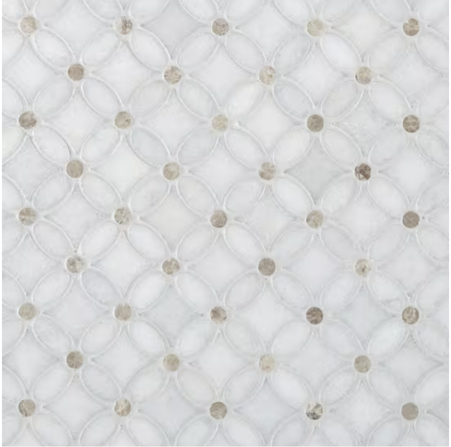 Carrara Chateau Flower Polished Marble Mosaic