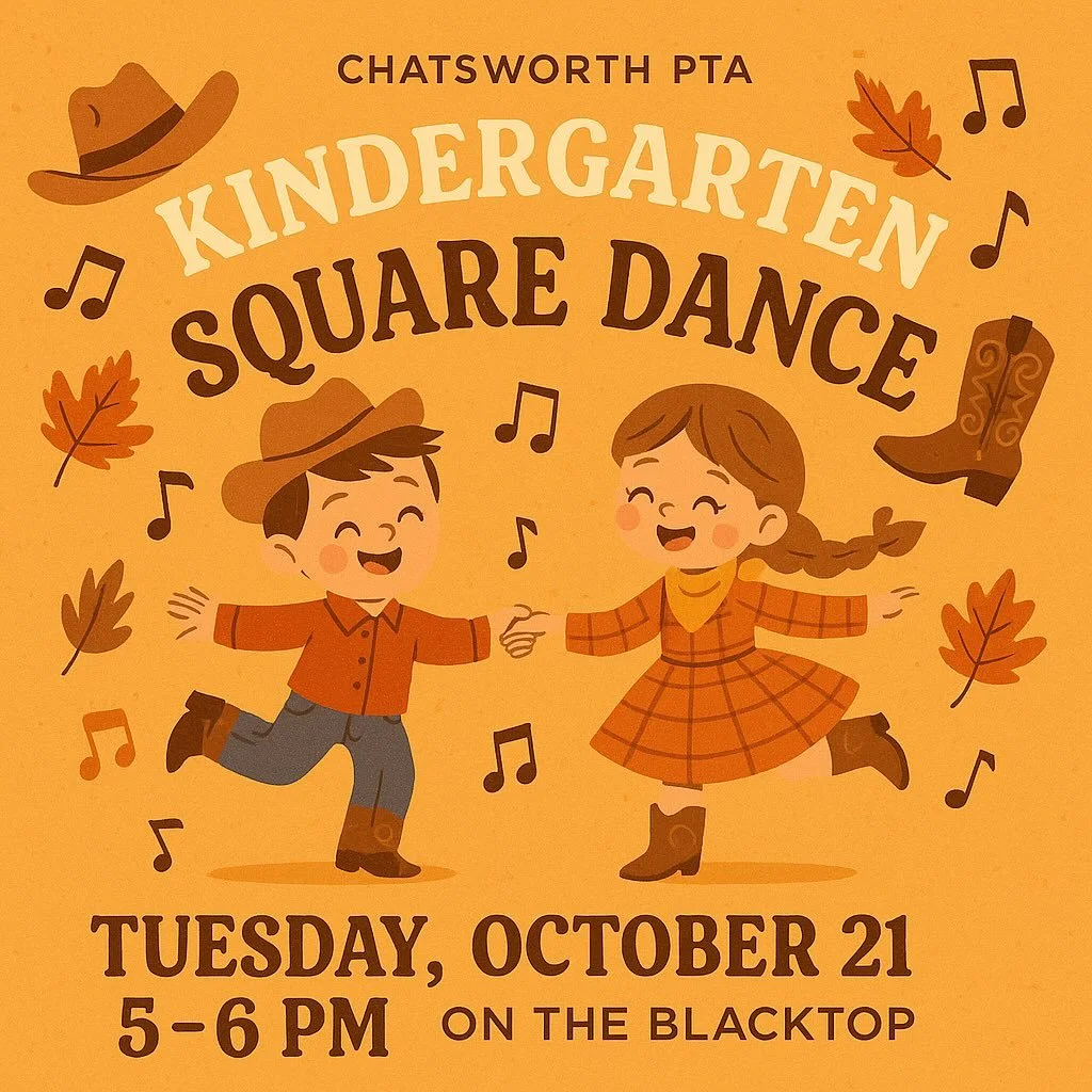 🤠 Yeehaw, Kindergarten! 🤠
Our littlest learners can do-si-do their hearts out at next Tuesday’s Kindergarten Square Dance—a beloved Chatsworth tradition full of music, movement, and smiles. Get ready for twirls, claps, and plenty of pr