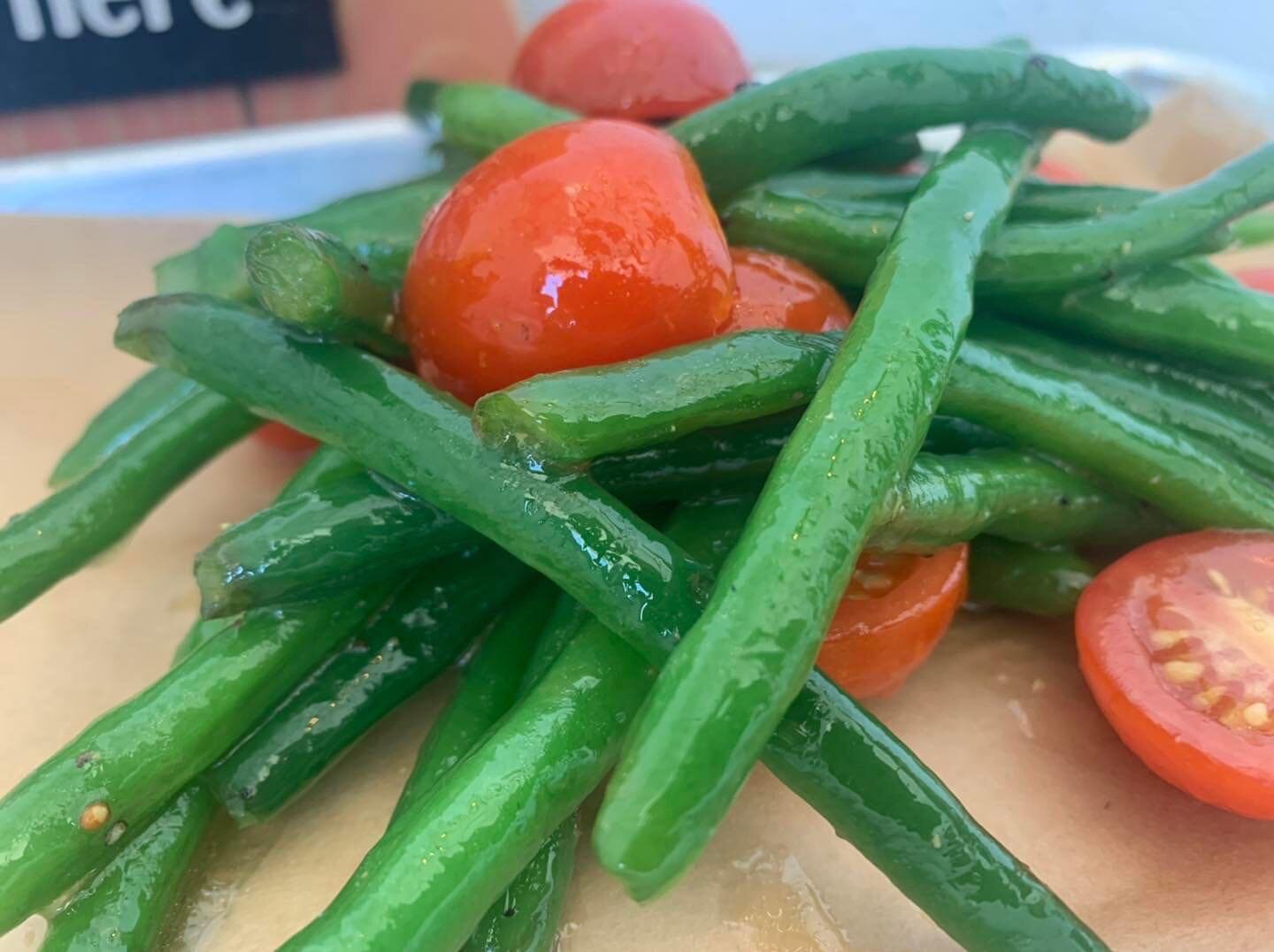 Special side dish today: Green Bean &amp; Tomato Salad. Lightly blanched green beans, cherry tomatoes, &amp; house vinaigrette. Shout out Salt + Smoke in STL for the inspiration. #kenovabbq #kenovasmokehouse