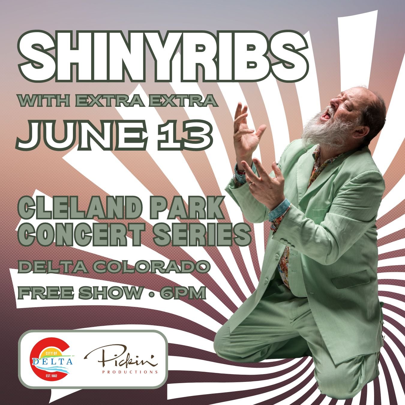 THURSDAY, JUNE 13th the Cleland Park Concert Series presents @shinyribs. 

Join us for this FREE SHOW. Music starts at 6pm!

Enjoy food trucks, beer garden, games and other vendors as well. 

See you there!