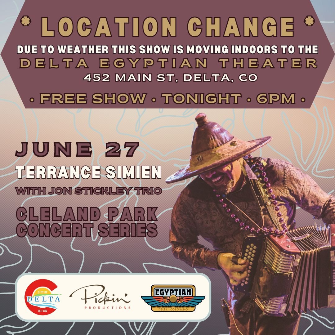 ❗️PLEASE TAKE NOTE ❗️

DUE TO WEATHER TONIGHT'S SHOW WILL MOVE INDOORS. 

✨ Tonight, June 27th &bull; FREE SHOW &bull; 6pm
@officialterrance_simien with @jonstickleytrio will move to the @deltaegyptian.

We will see you all there!