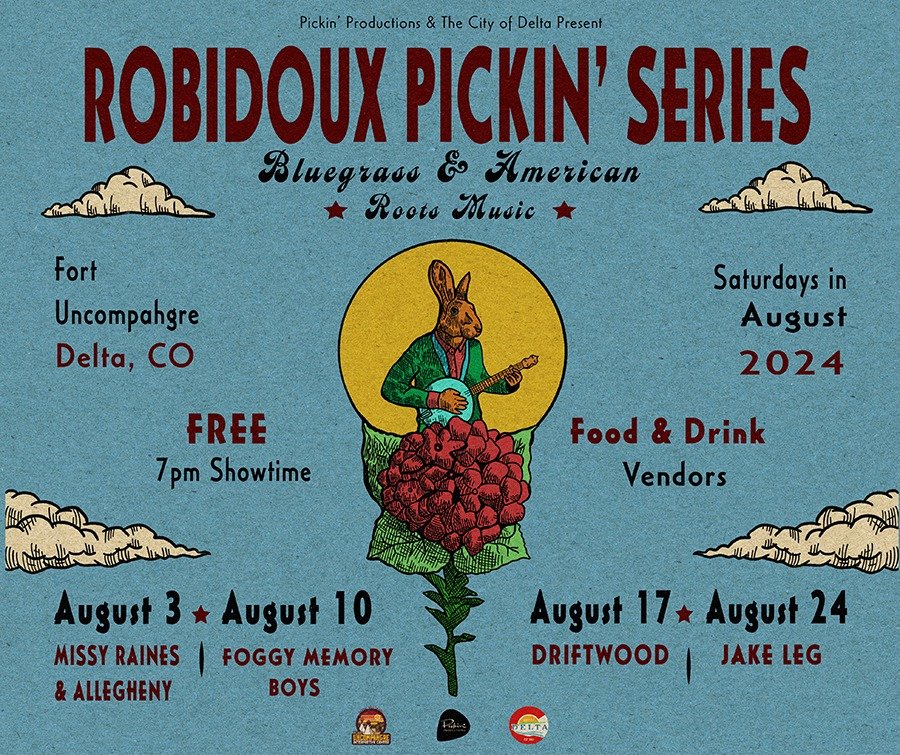 The Robidoux Pickin' Series is just around the corner!

✨ Saturdays &bull; August &bull; 7pm &bull; Delta, CO ✨

Make your plans now to be at Fort Uncompahgre to see...

8/3 &bull; @missyrainesandallegheny 

8/10 &bull; @foggymemoryboys 

8/17 &bull;