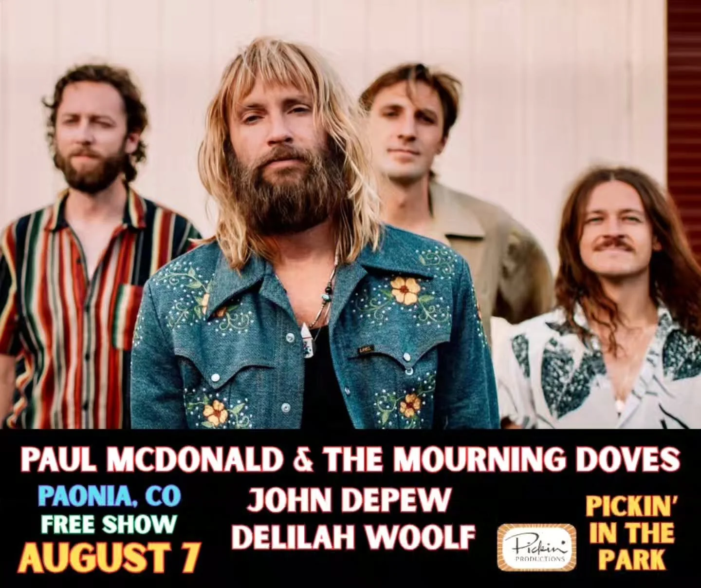 Tonight is the night! Pickin' Productions, North Fork Valley Creative Coalition and The Kampe Foundation present the FIRST of FOUR FREE events every Thursday through August in Paonia Town Park. 

August 7 features: 
-PAUL MCDONALD &amp; THE MOURNING 