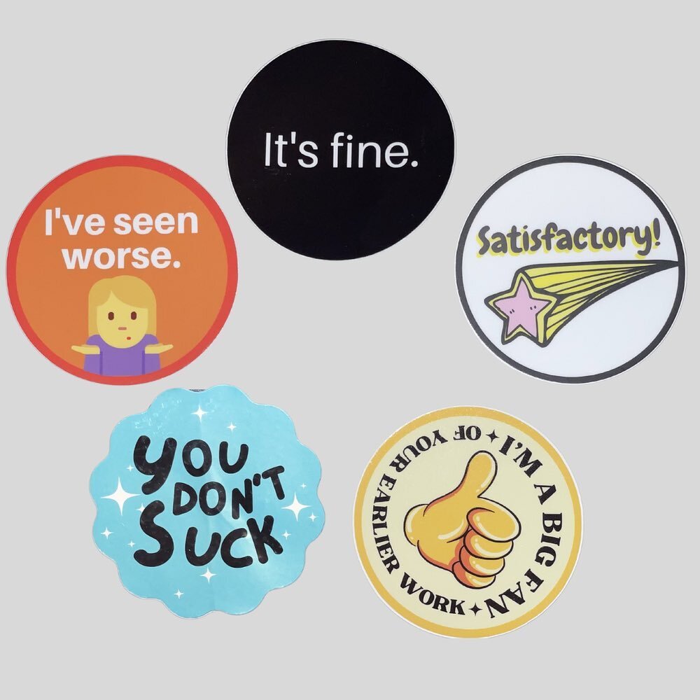 Looking for some larger encourage-meh in your life? Our 2.5- and 3-inch sticker bundles are available for online ordering. Perfect to slap on your case or water bottle and let them know how you really feel. https://www.trulyhorriblethings.com/shop #t