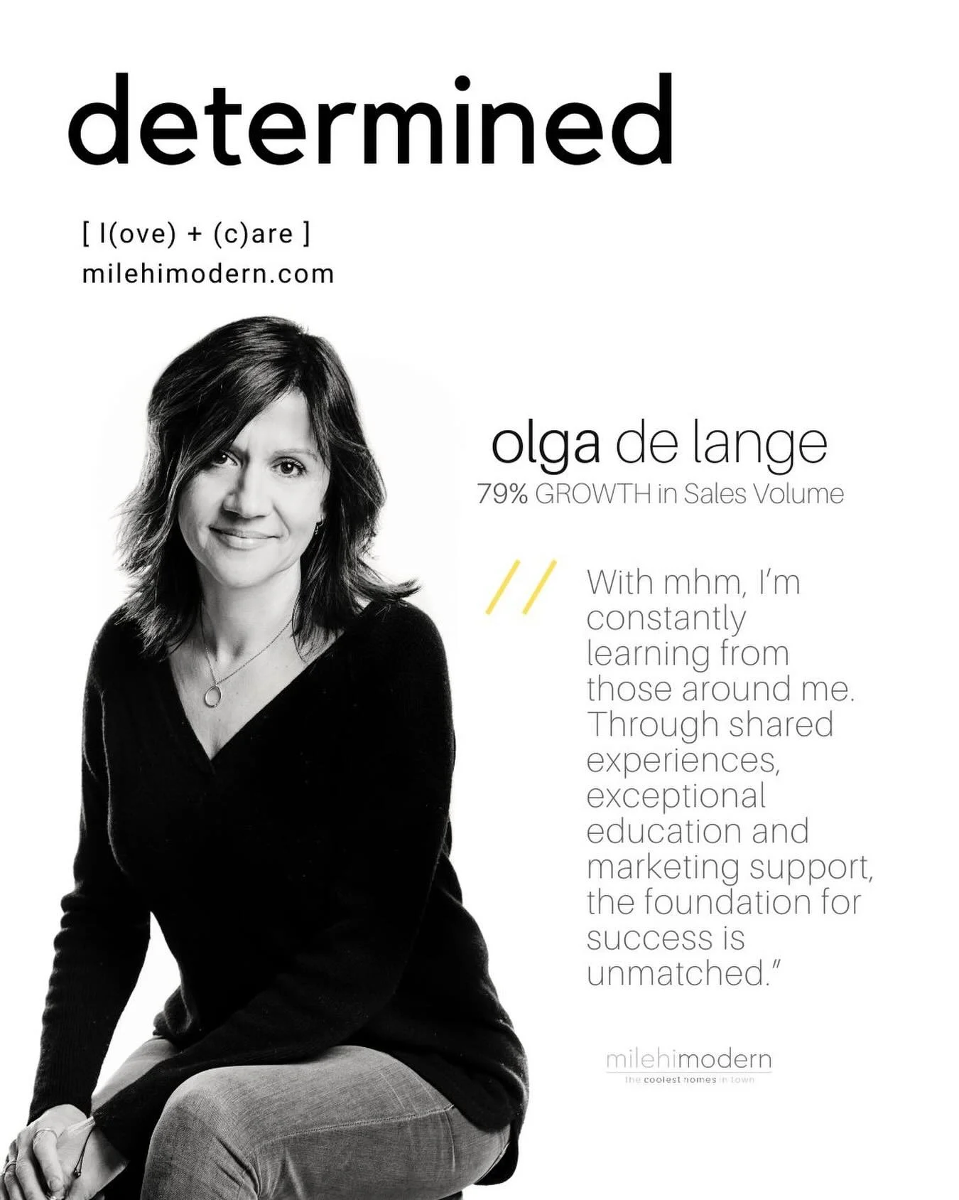 @olga.delange you are AMAZING!  Congrats on your incredible growth - can&rsquo;t wait to see what you do next. ✨✨✨

#mhmhomes #milehimodern #thecoolestbrokersintown #growth