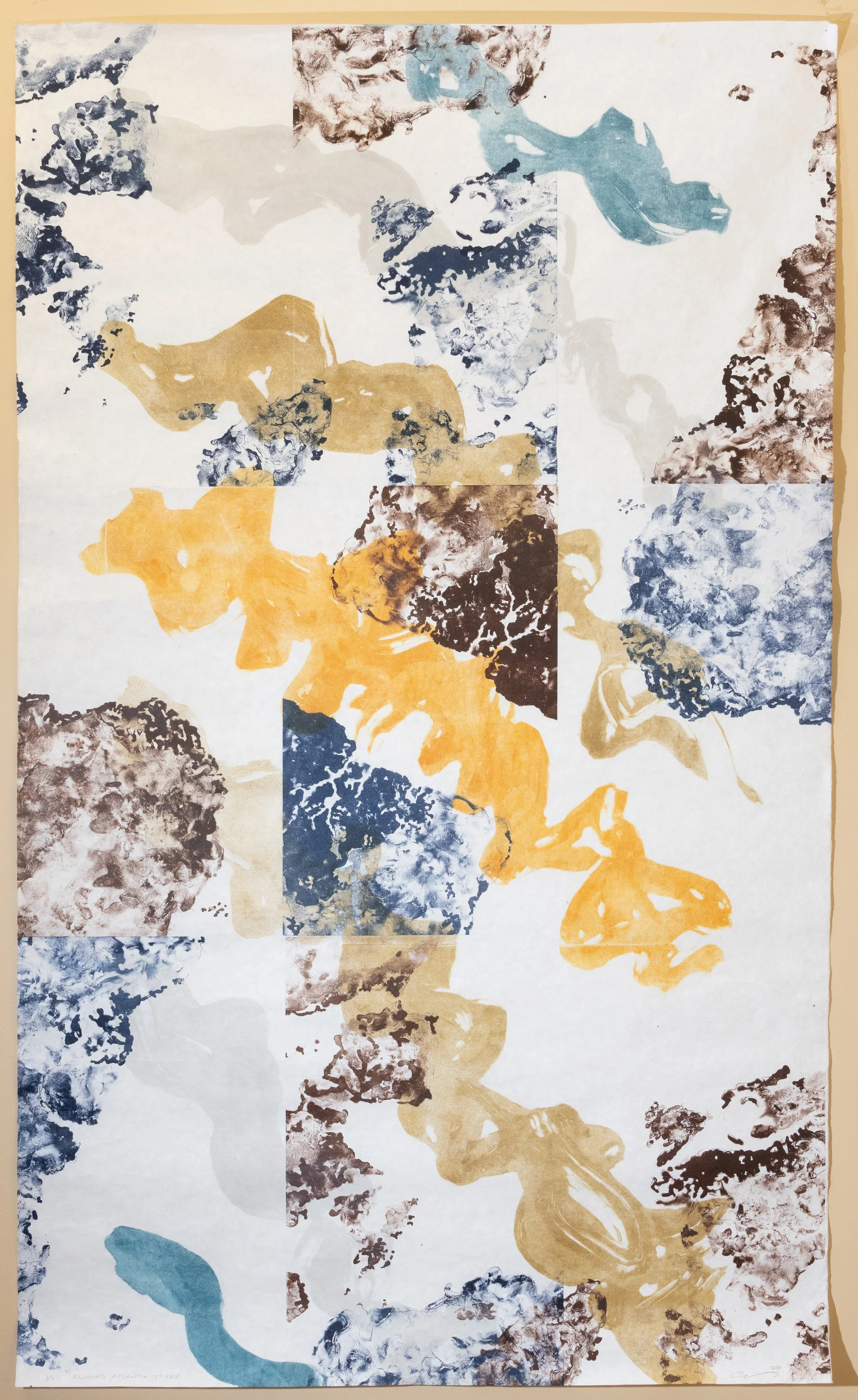 Alisios Atlantic Mirer / 2025 Photolitho with Carburundum Collagraph 6 Plate 6 Color (66" X 39")