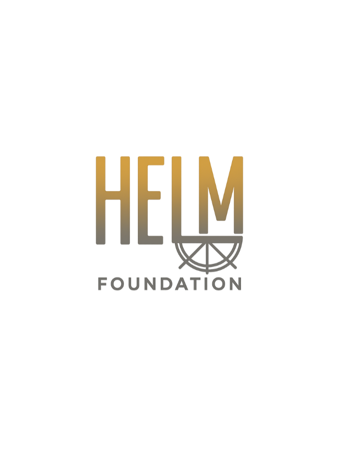 Logo for HLM Foundation featuring the words 'HLM' in gold and black gradients, with a geometric design resembling a wheel or pie chart, and the word 'FOUNDATION' below in black.