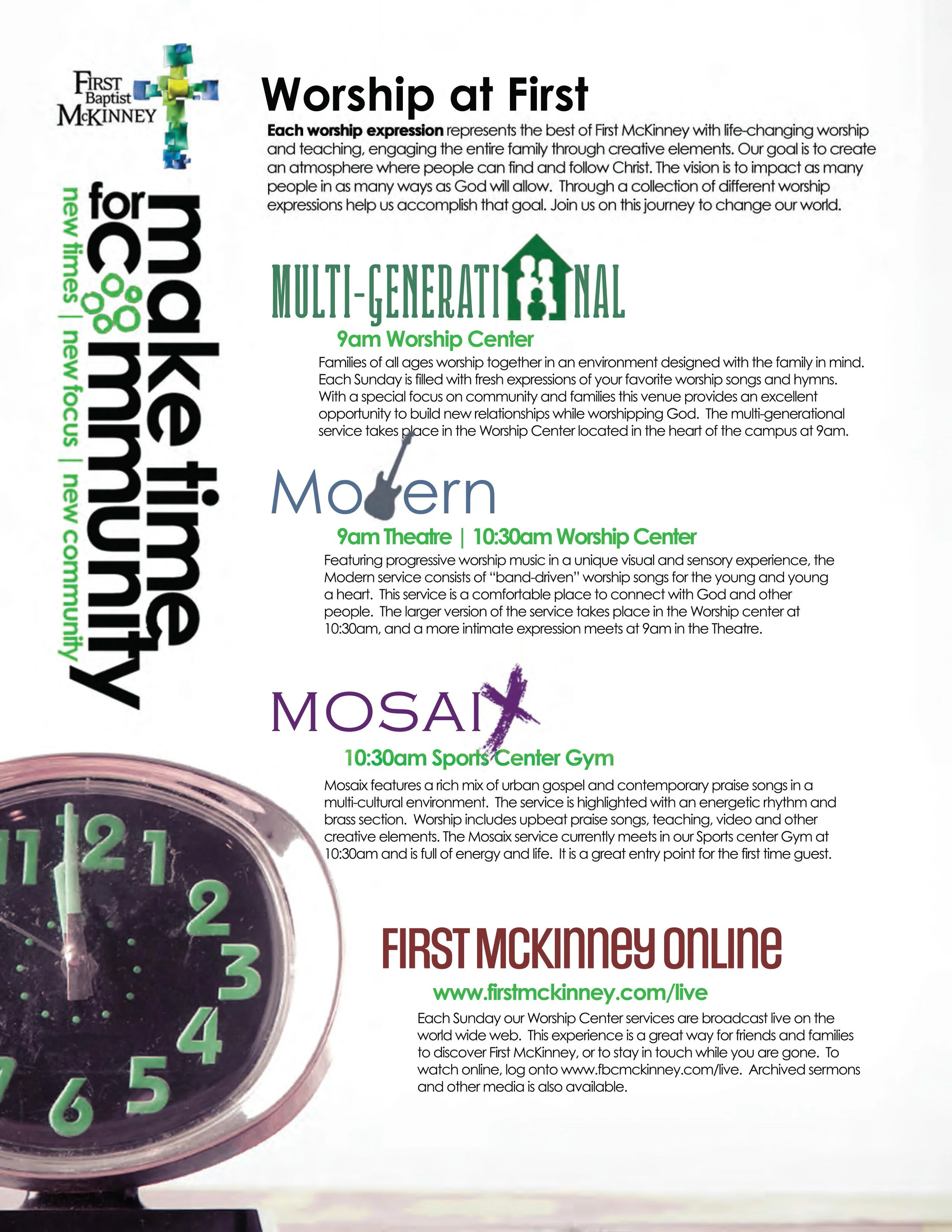 Campus-Wide Time Change Information & Worship Services Rebranding