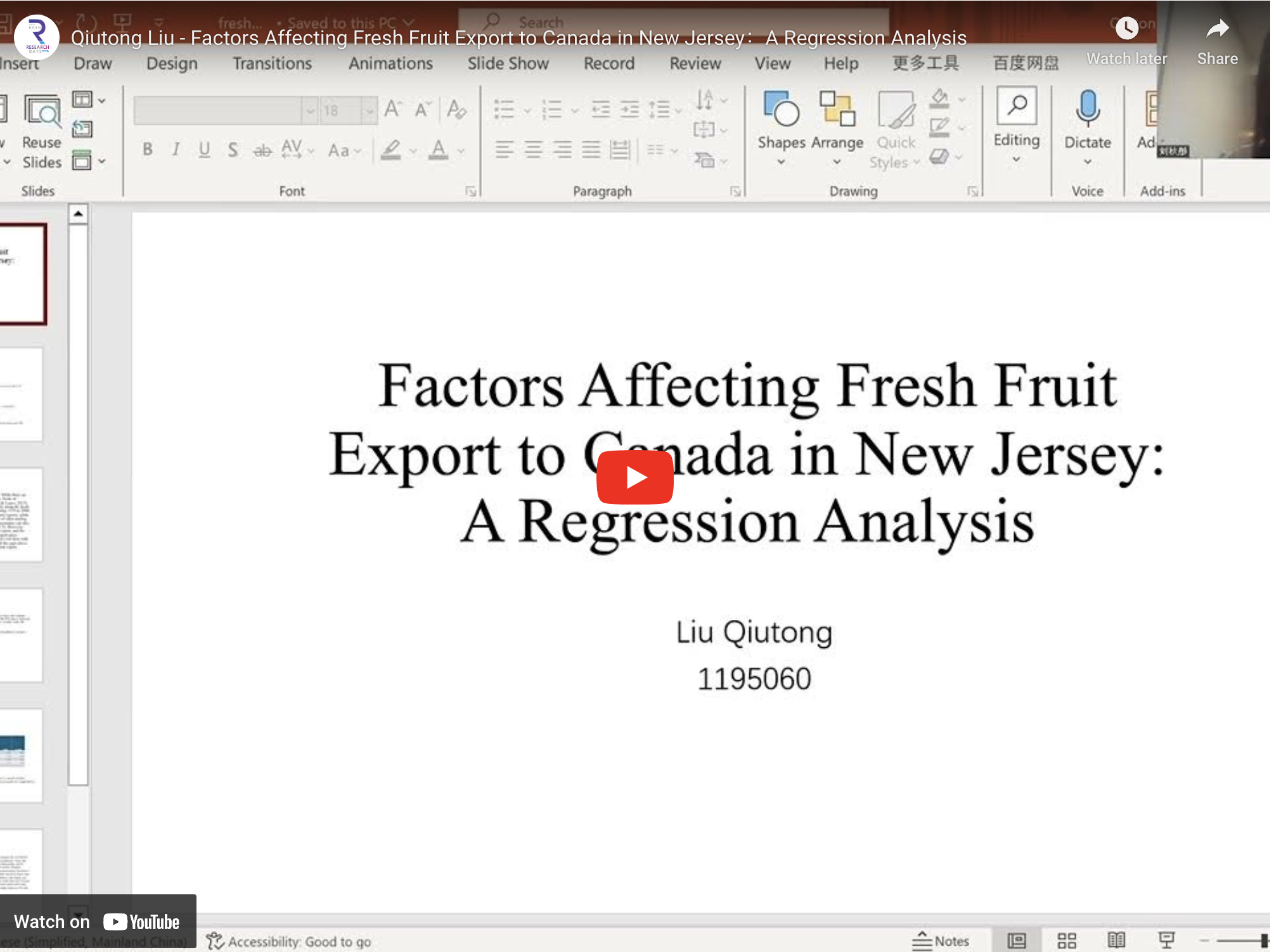 Factors Affecting Fresh Fruit Export to Canada in New Jersey: A Regression Analysis