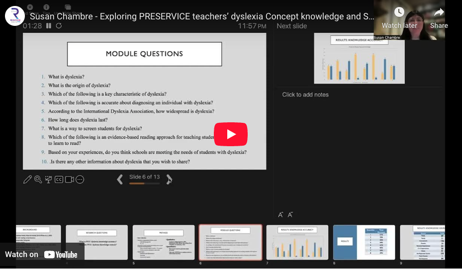 Exploring PRESERVICE teachers’ dyslexia Concept knowledge and Sources