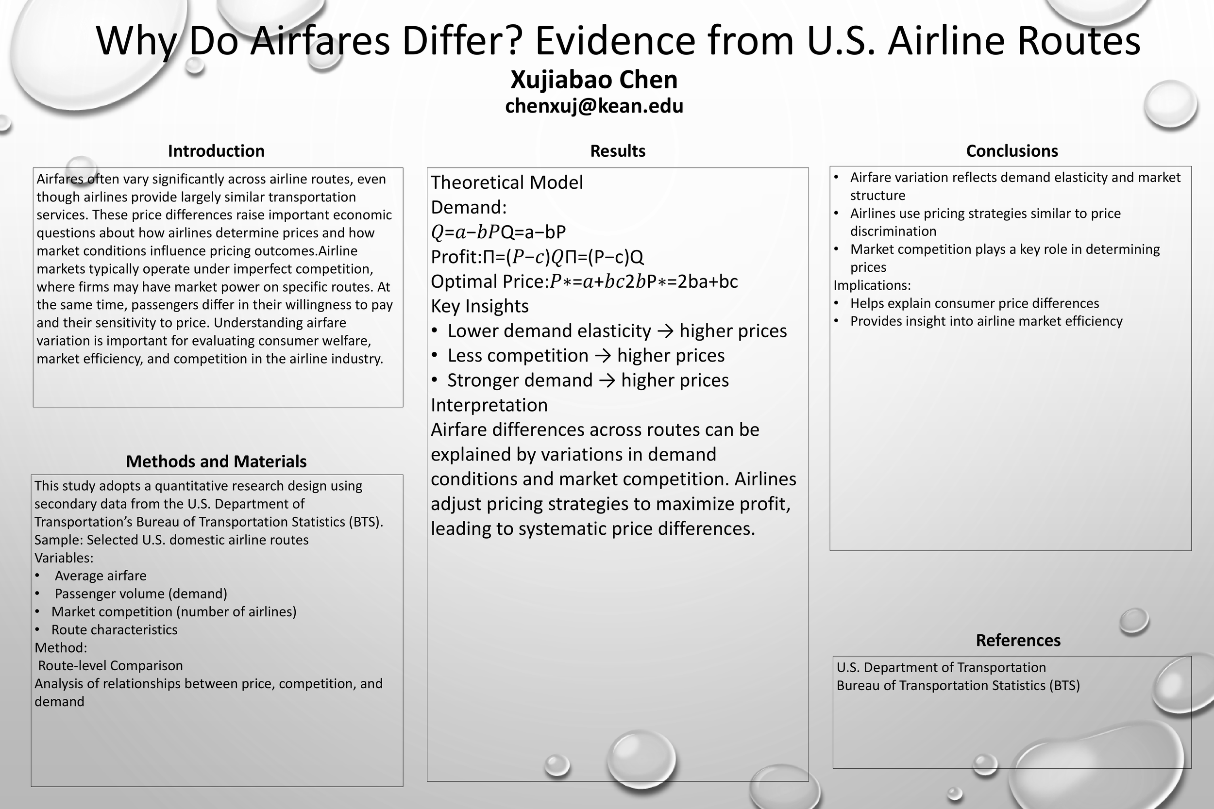 A Microeconomic Model of Airfare Pricing under Imperfect Competition