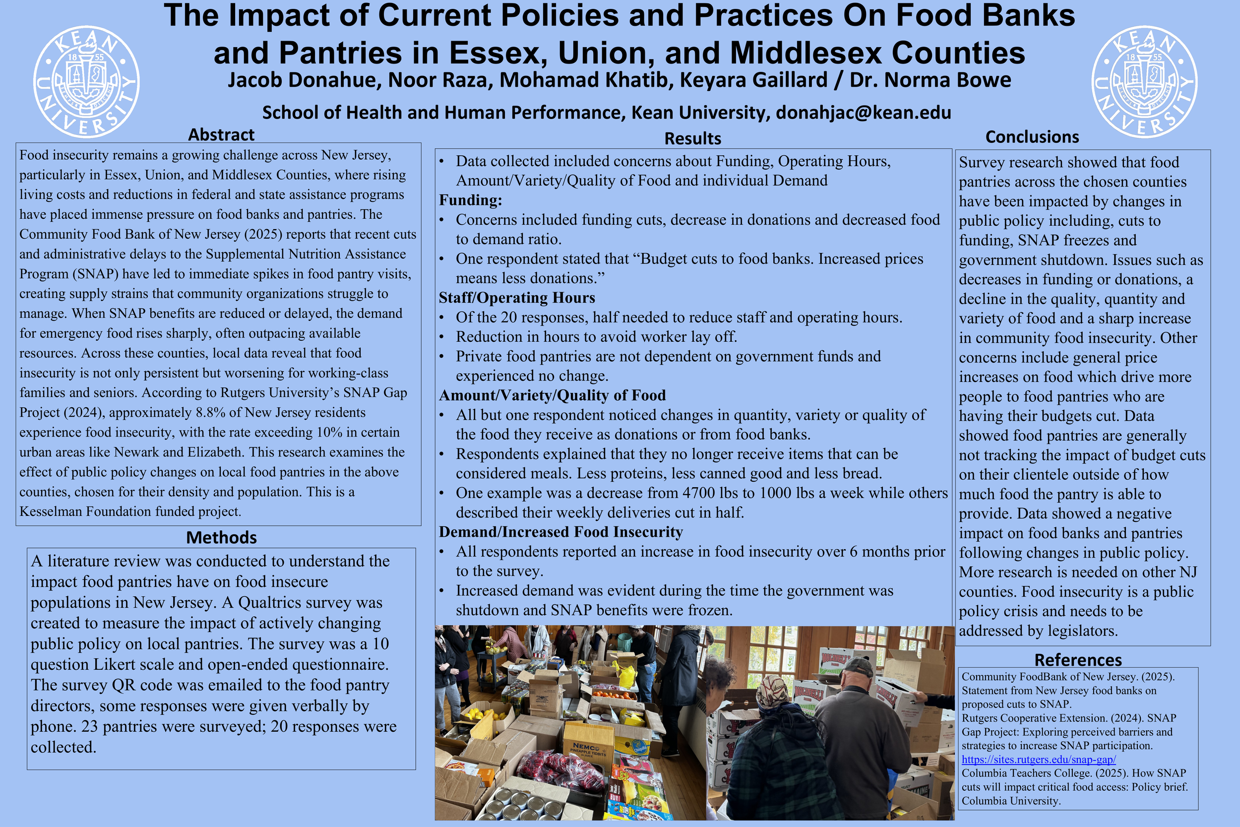The Impact of Current Policies and Practices on Food Banks and Pantries in Essex, Union, and  Middlesex Counties