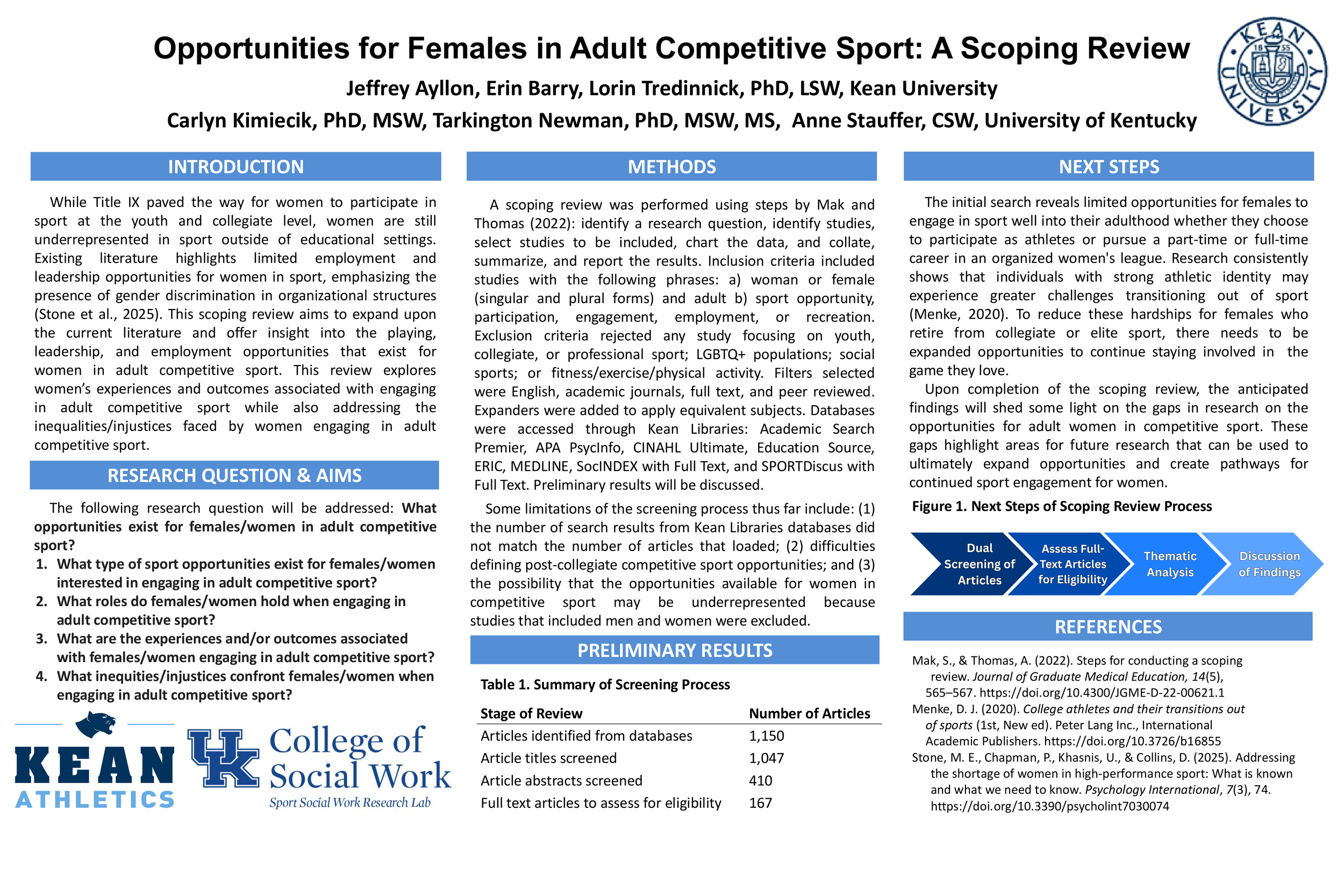 Opportunities for Females in Adult Competitive Sport: A Scoping Review