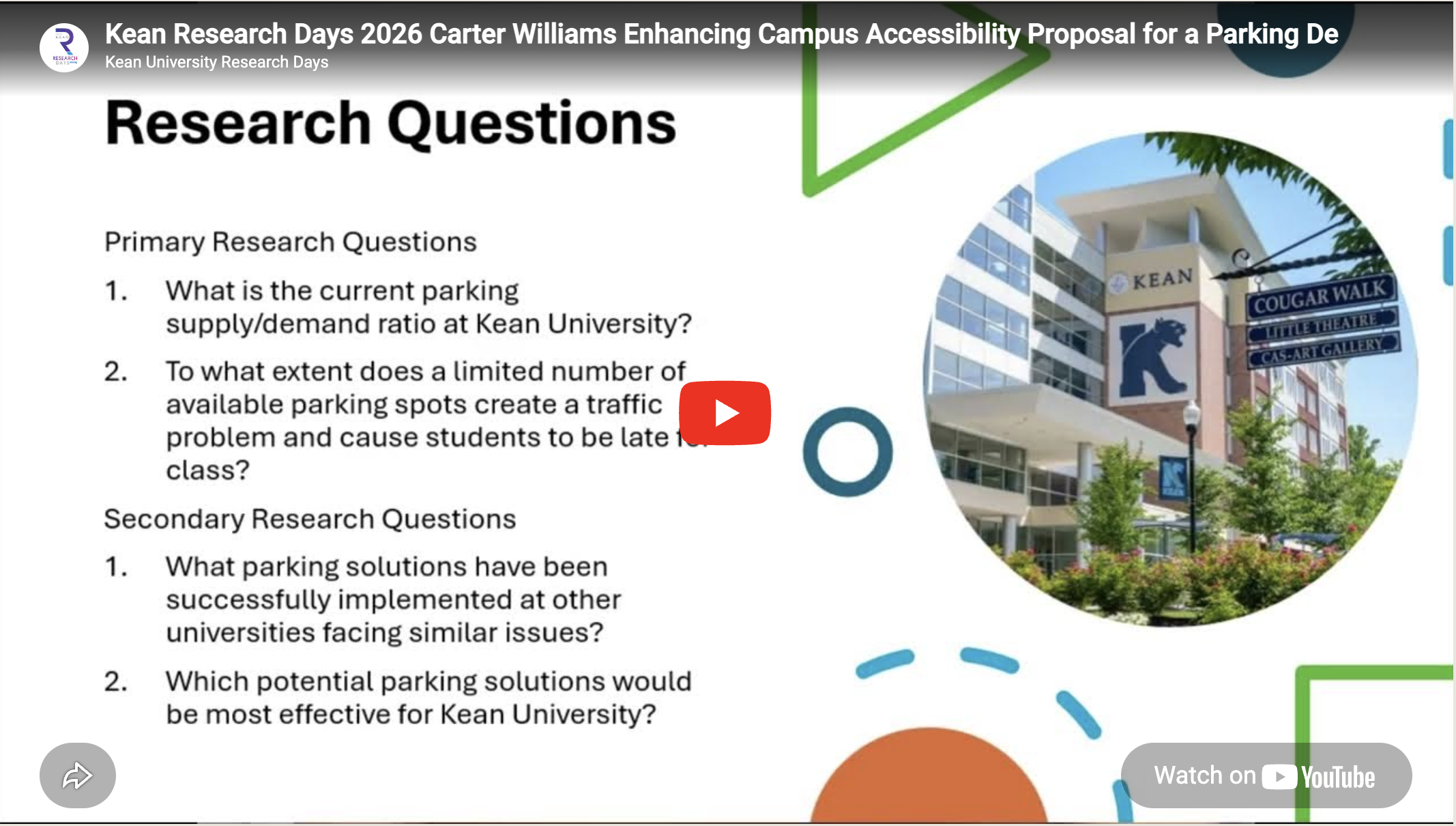 Enhancing Campus Accessibility: Proposal for a Parking Deck on Kean Main Campus