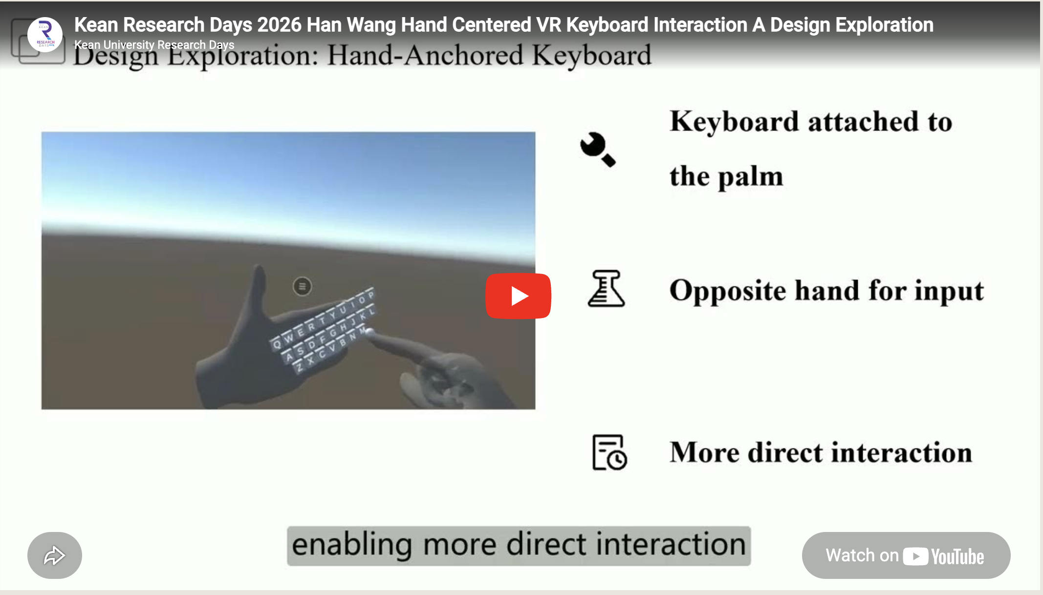Hand-Centered VR Keyboard Interaction: A Design Exploration