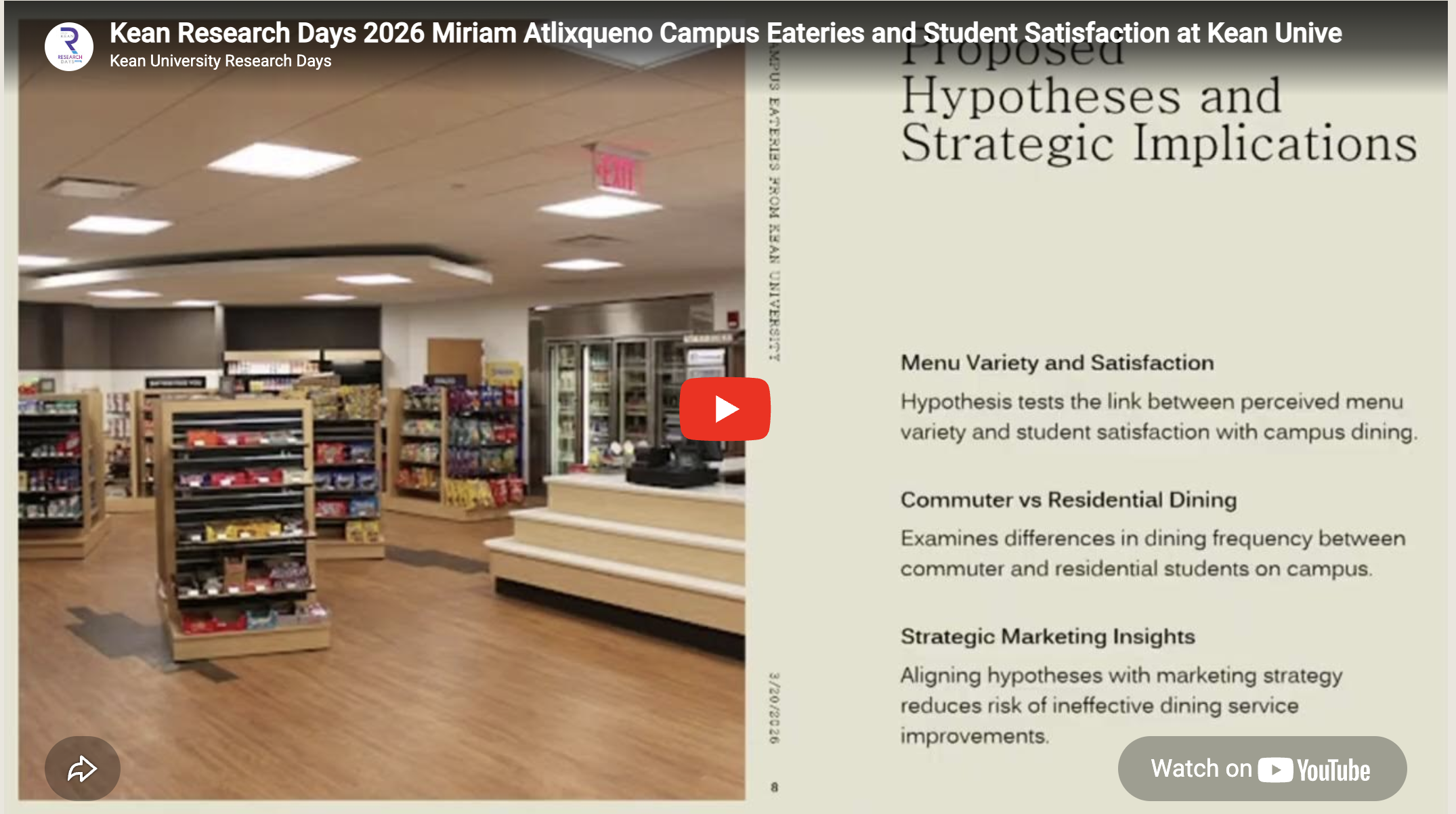 Campus Eateries and Student Satisfaction at Kean University