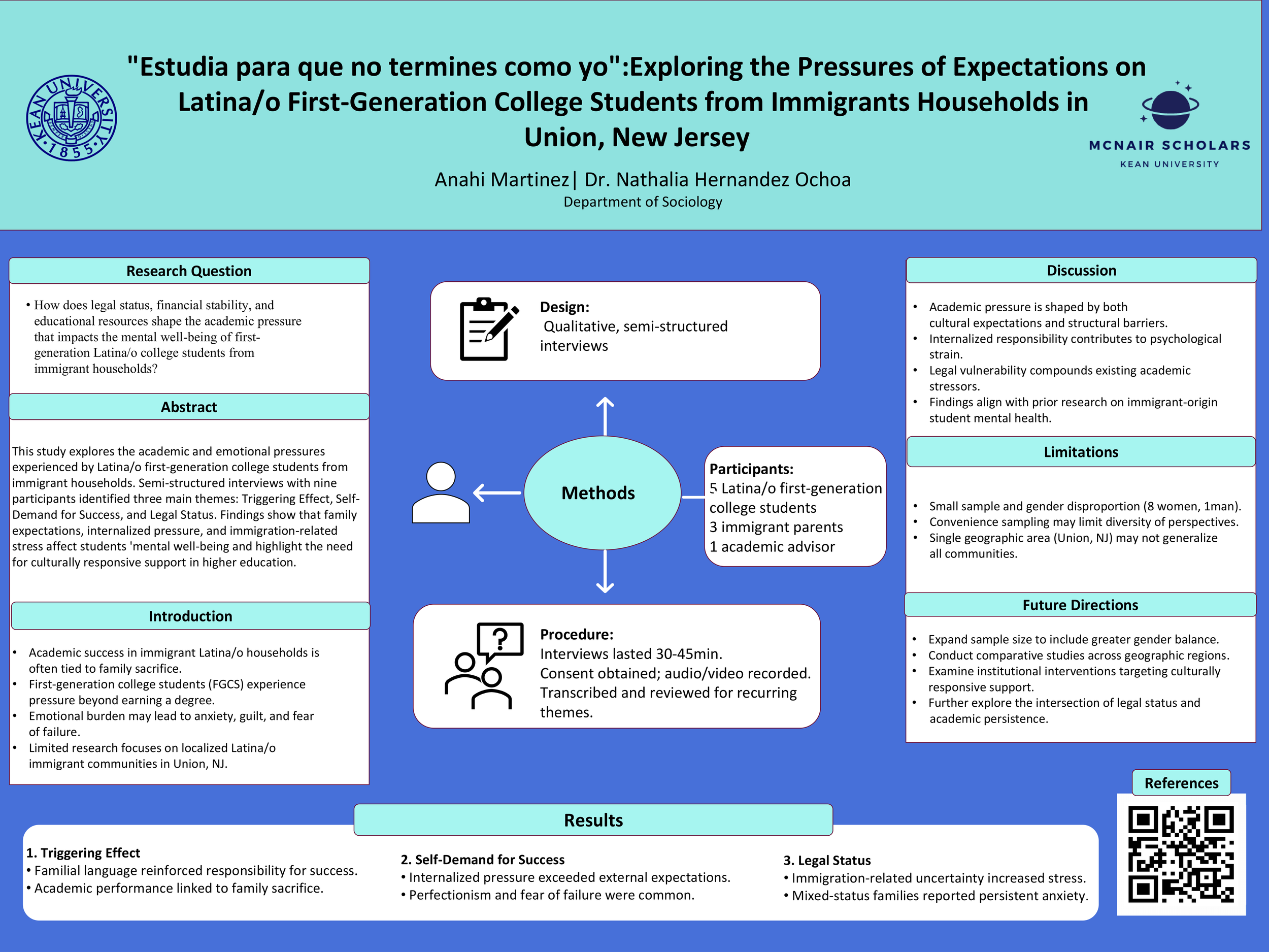 "Estudia para que no termines como yo":Exploring the Pressures of Expectations on Latina/o First-Generation College Students from Immigrants Households in Union, New Jersey