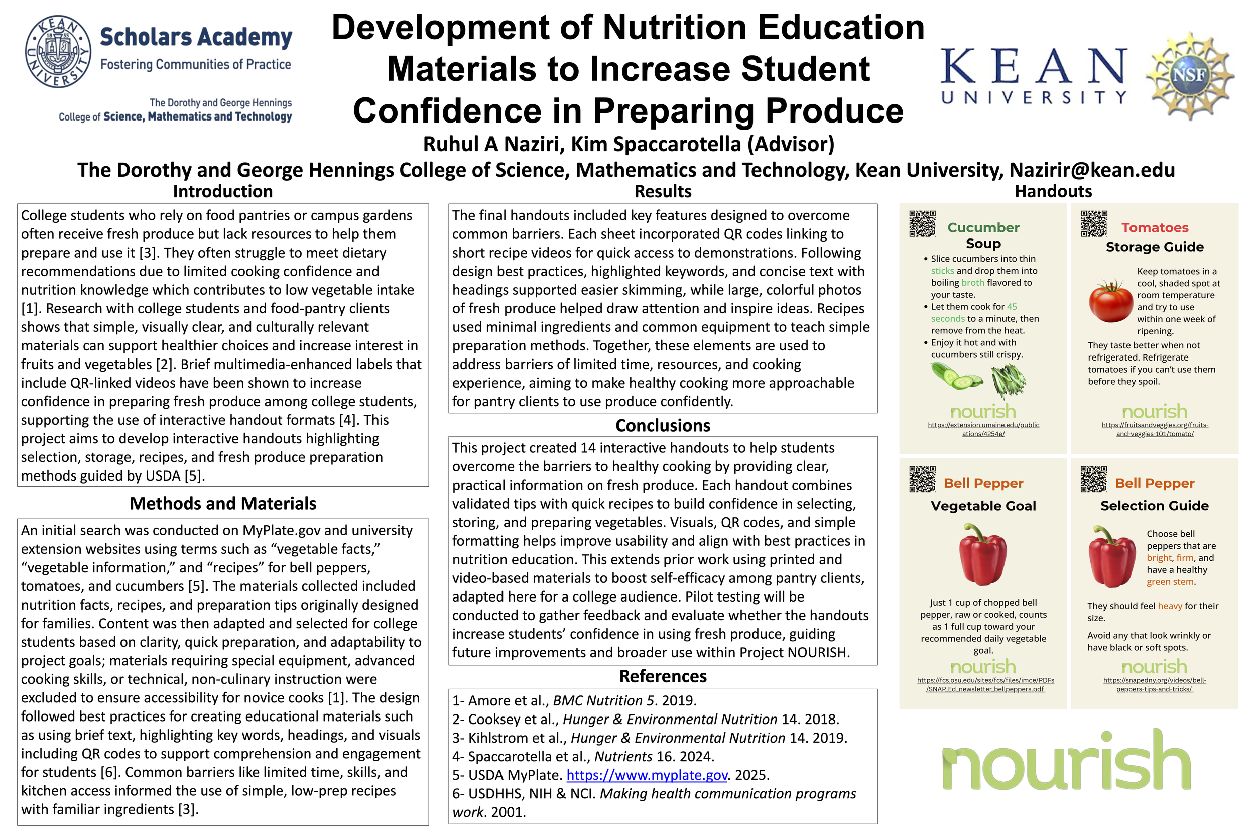 Development of Nutrition Education Materials to Increase Student Confidence in Preparing Produce