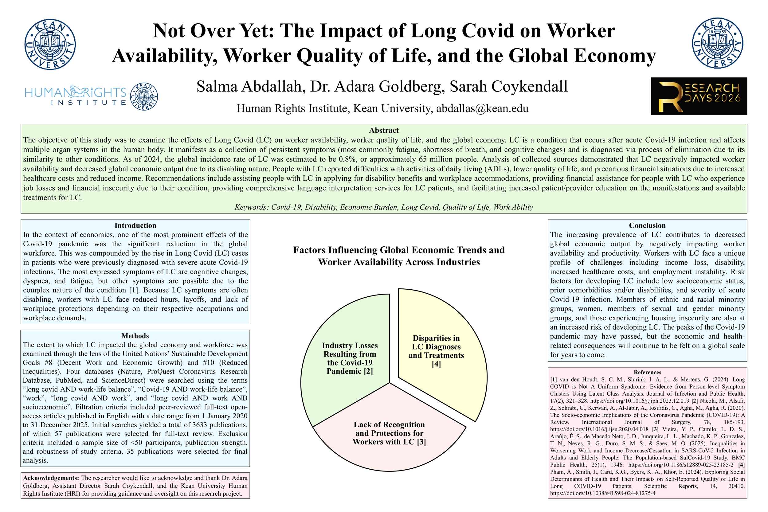 Not Over Yet: The Impact of Long Covid on Worker Availability, Worker Quality of Life, and the Global Economy