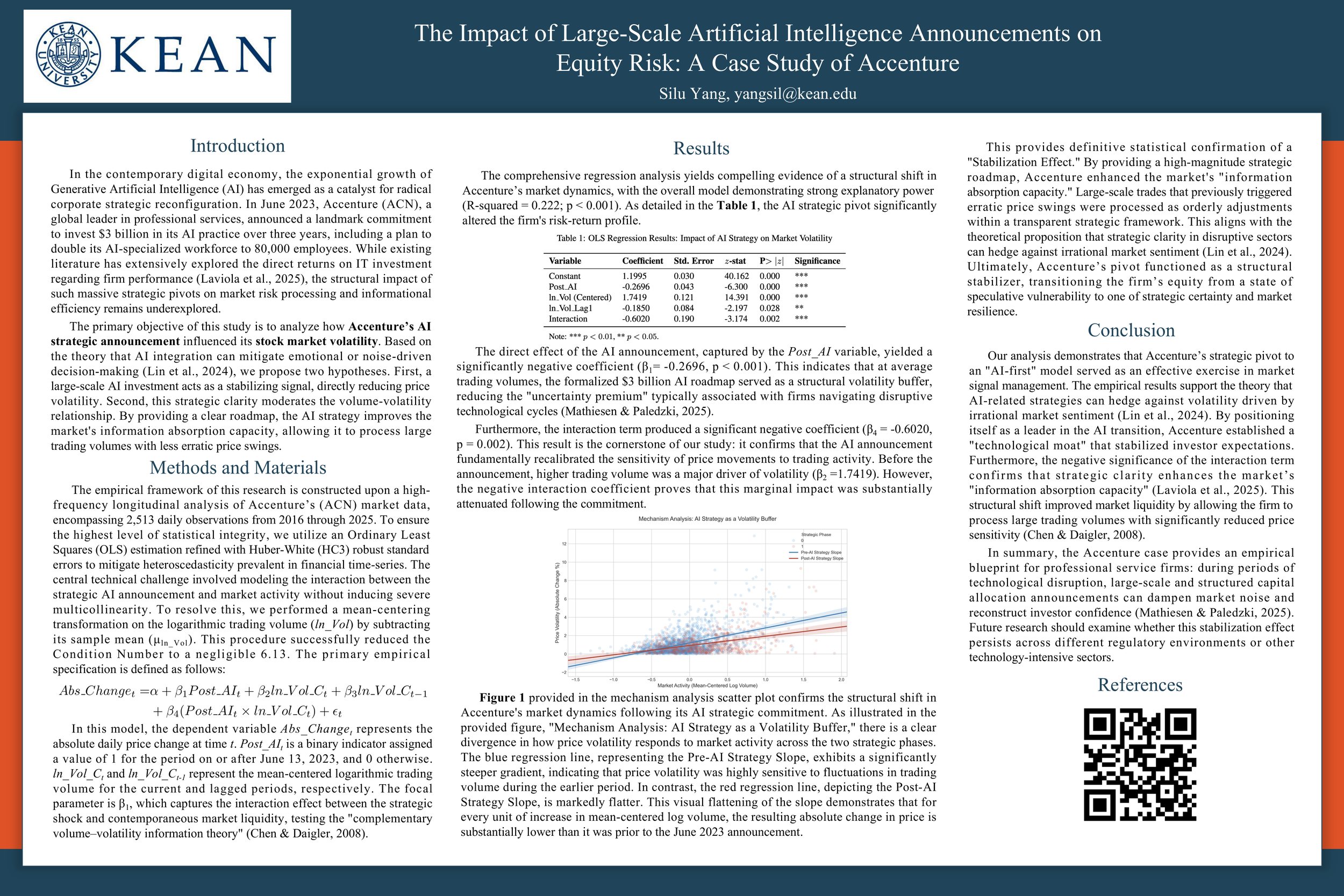 The Impact of Large-Scale Artificial Intelligence Announcements on Equity Risk: A Case Study of Accenture