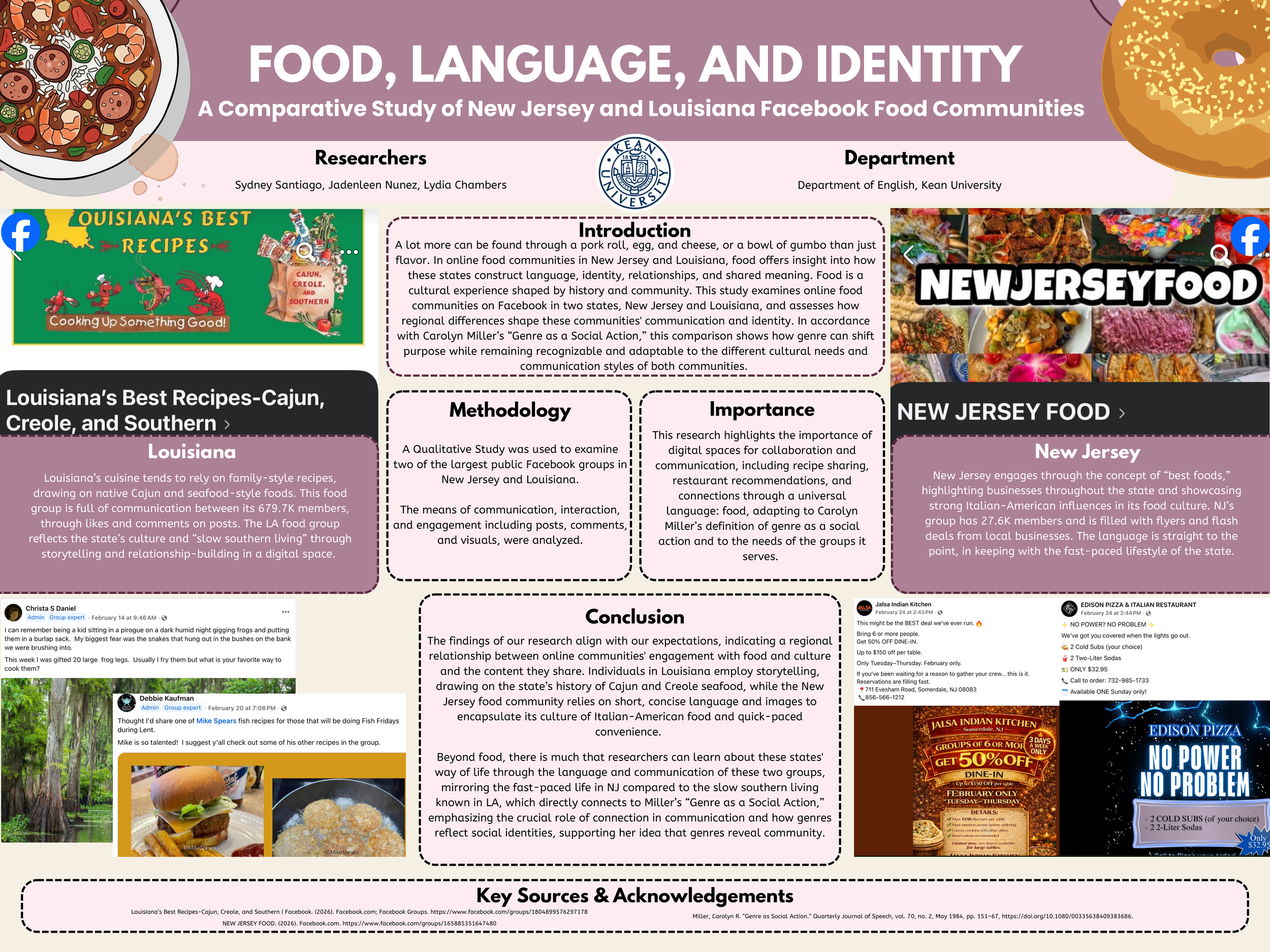 Food, Language, and Identity: A Comparative Study of New Jersey and Louisiana Facebook Food Communities