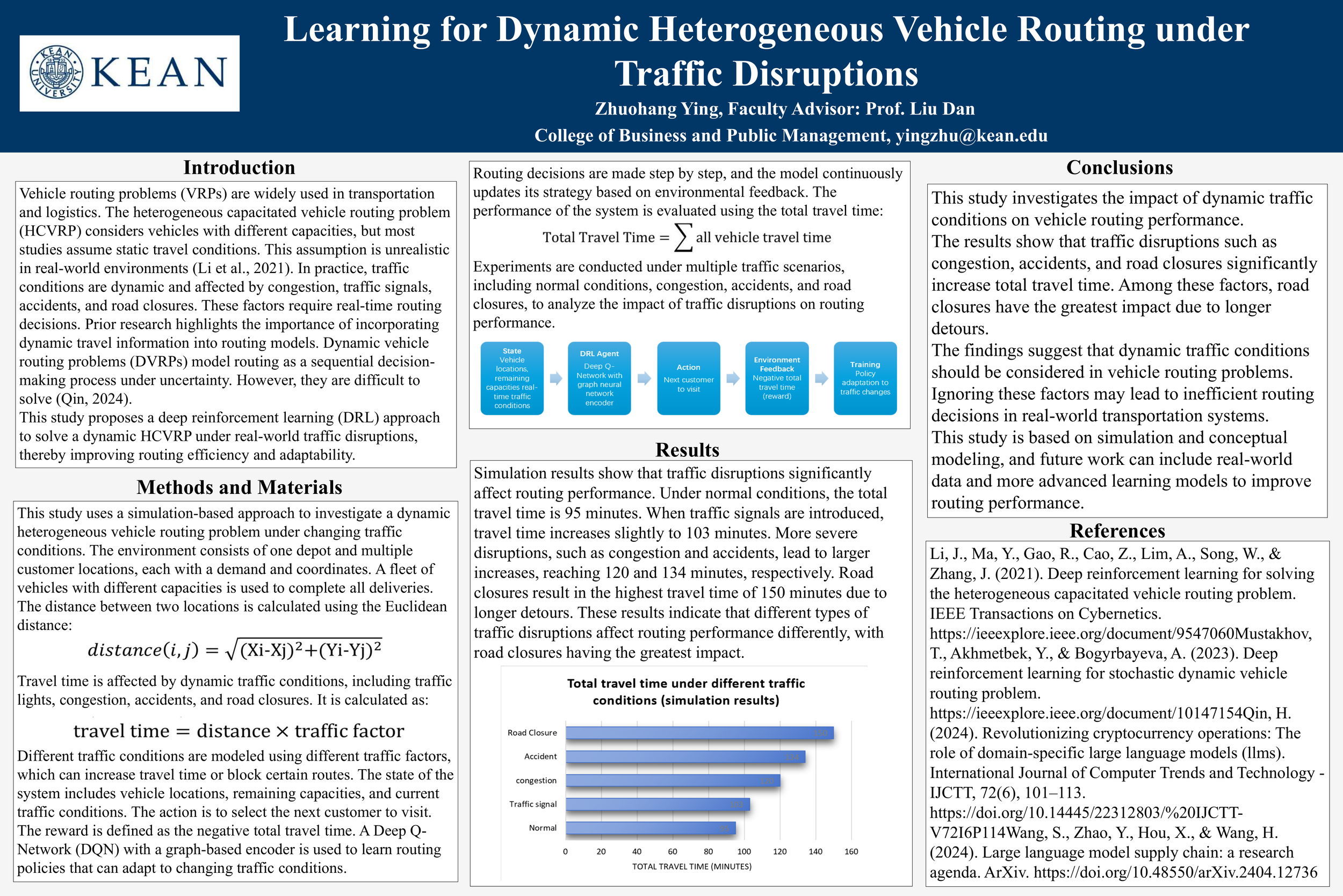 Learning for Dynamic Heterogeneous Vehicle Routing under Traffic Disruptions