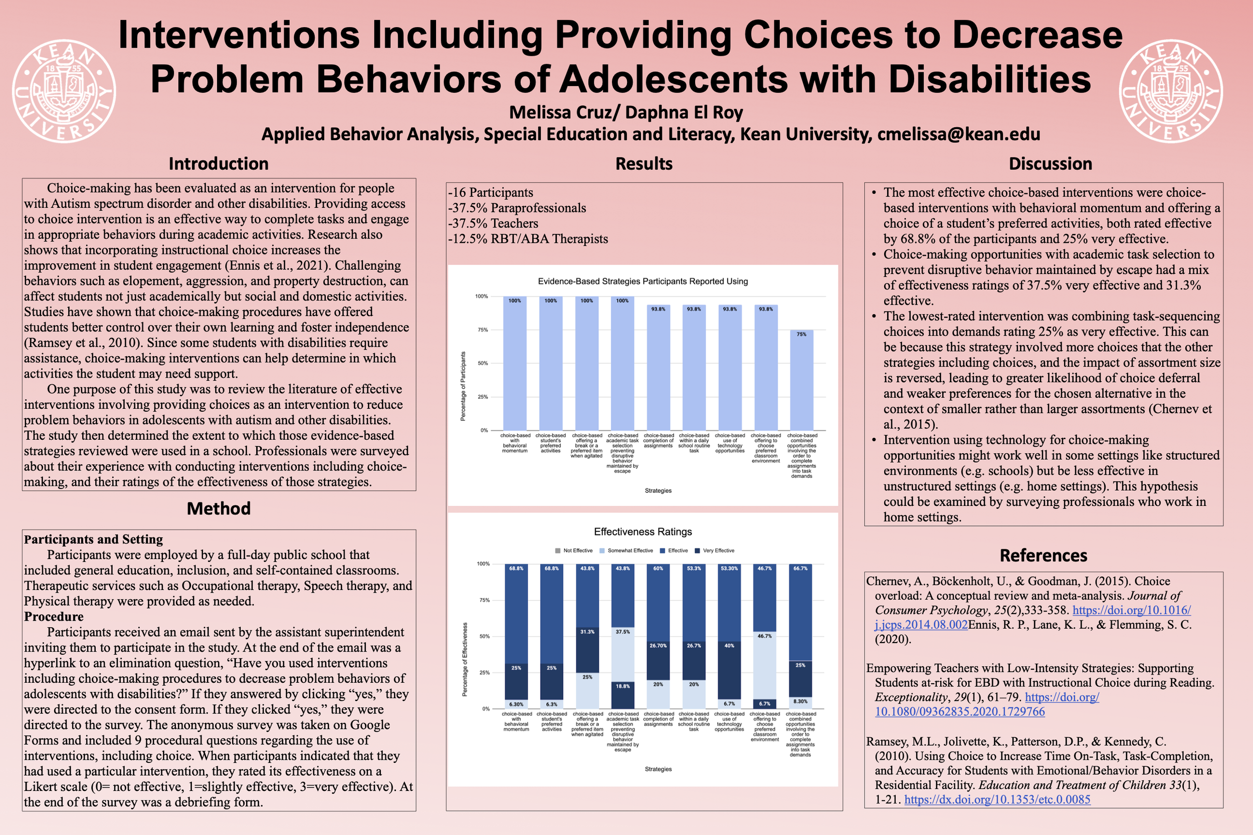 Behavior Problem Decrease Interventions Including Providing Choices to Decrease Problem Behaviors ...