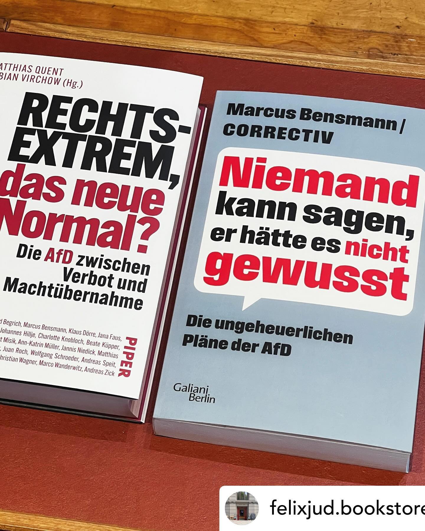 Posted @withregram &bull; @felixjud.bookstore 

Rechtsextremismus &ndash; Liane Bednarz &amp; Johann Hinrich Claussen
Mi 31.7.2024, 18 Uhr, FELIX JUD BOOKSTORE, Warburgstra&szlig;e 8

Let&rsquo;s talk books: Rechtsextrem, das neue Normal? Seit Gründ