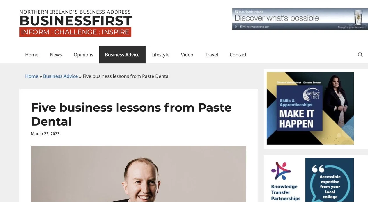 Five business Lessons from Paste Dental