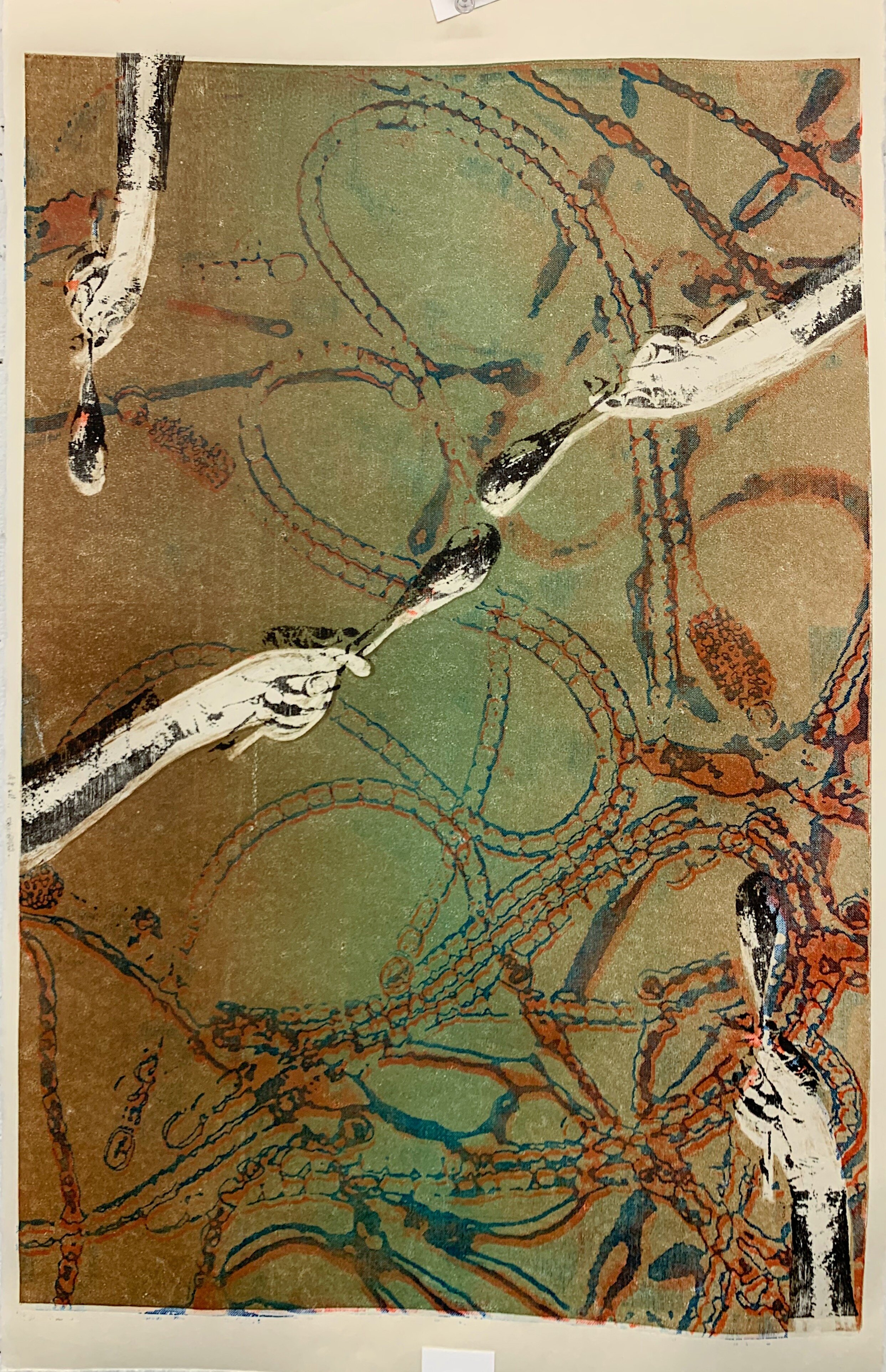 "Hungry for Food and Air"- wood-engraved color reduction plates