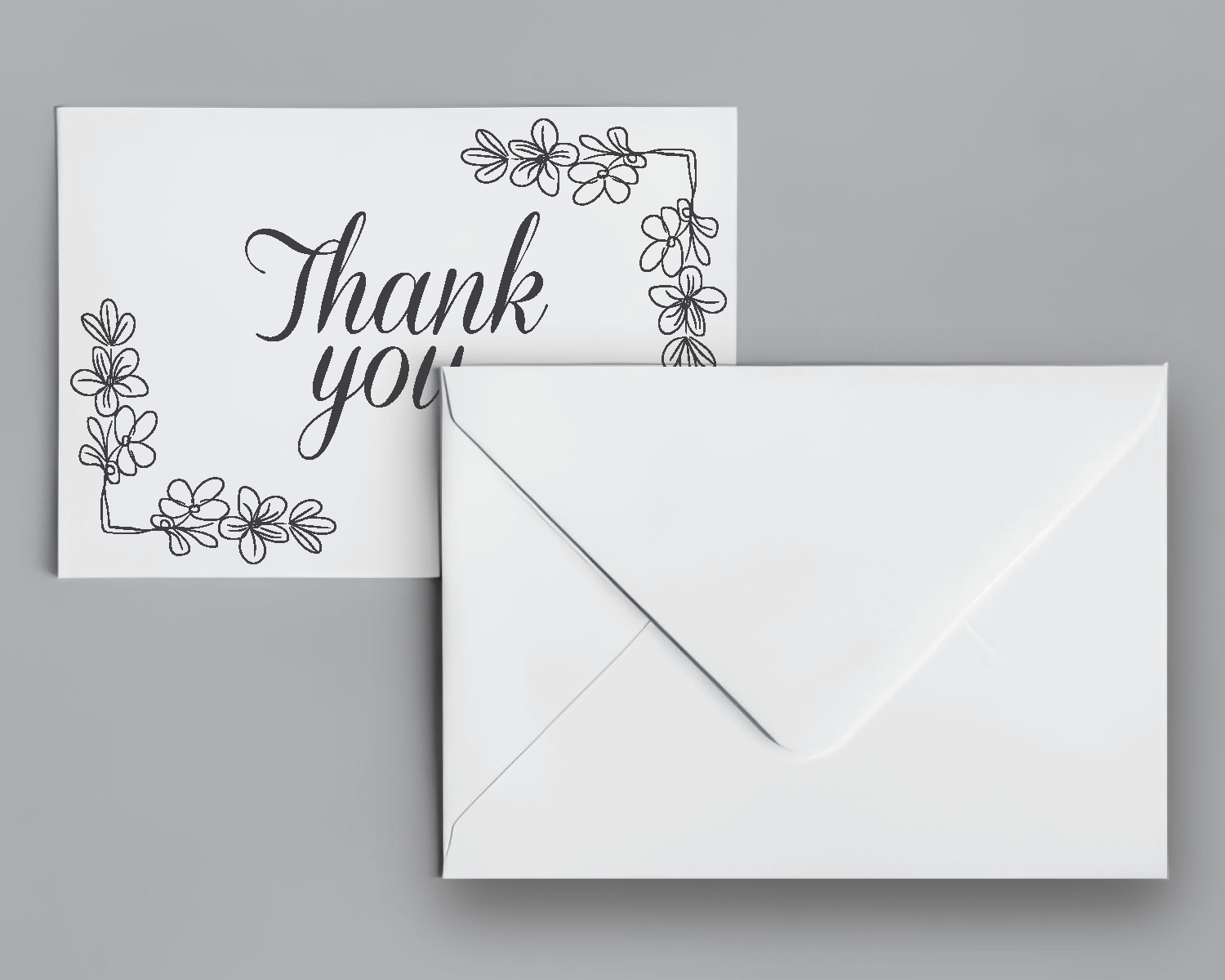 Hand-Drawn Floral Thank You Card