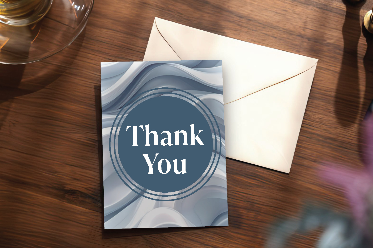 Abstract Blue Waves Thank You Card