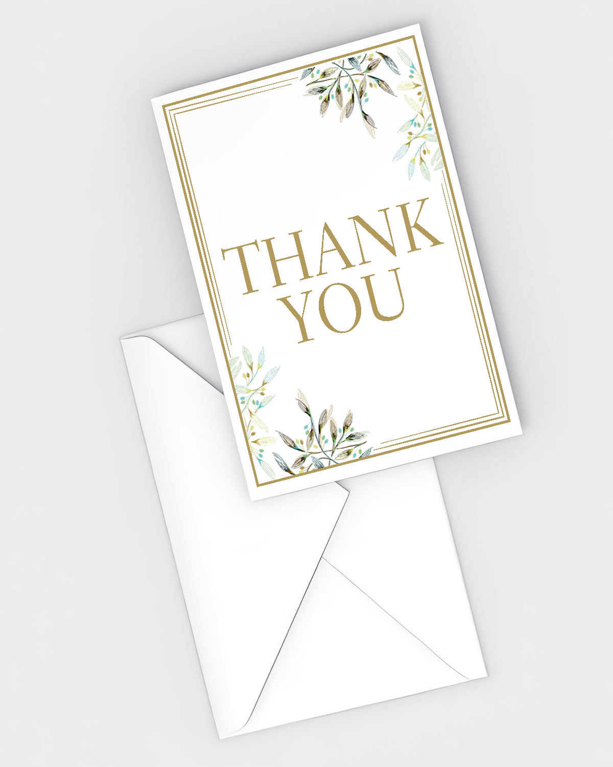 Gold Framed Botanical Thank You Card