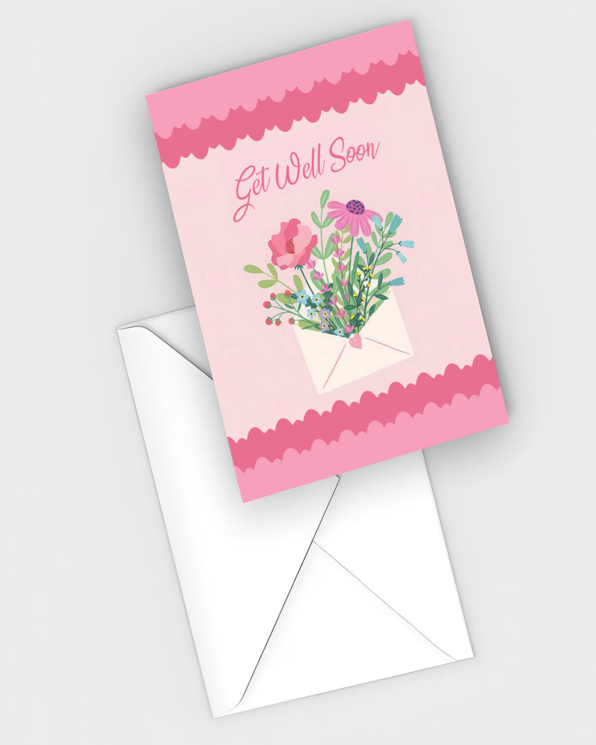 Pink Floral Get Well Soon Card