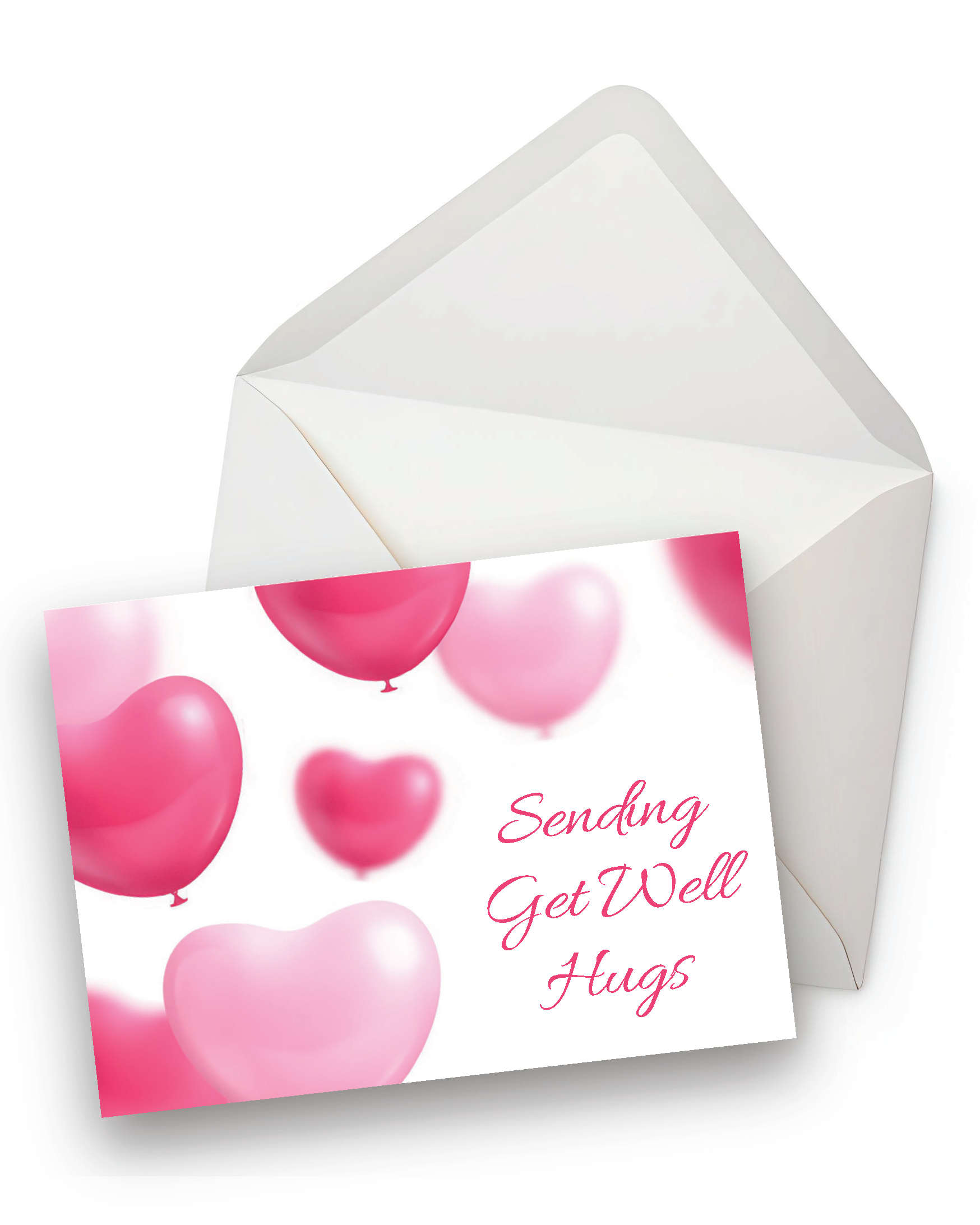 Heart Balloons Get Well Hugs Card