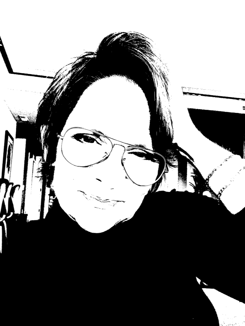 Jill Rutan Hoffman, author and independent thinking expert and creator of In Her Orbit, black and white portrait