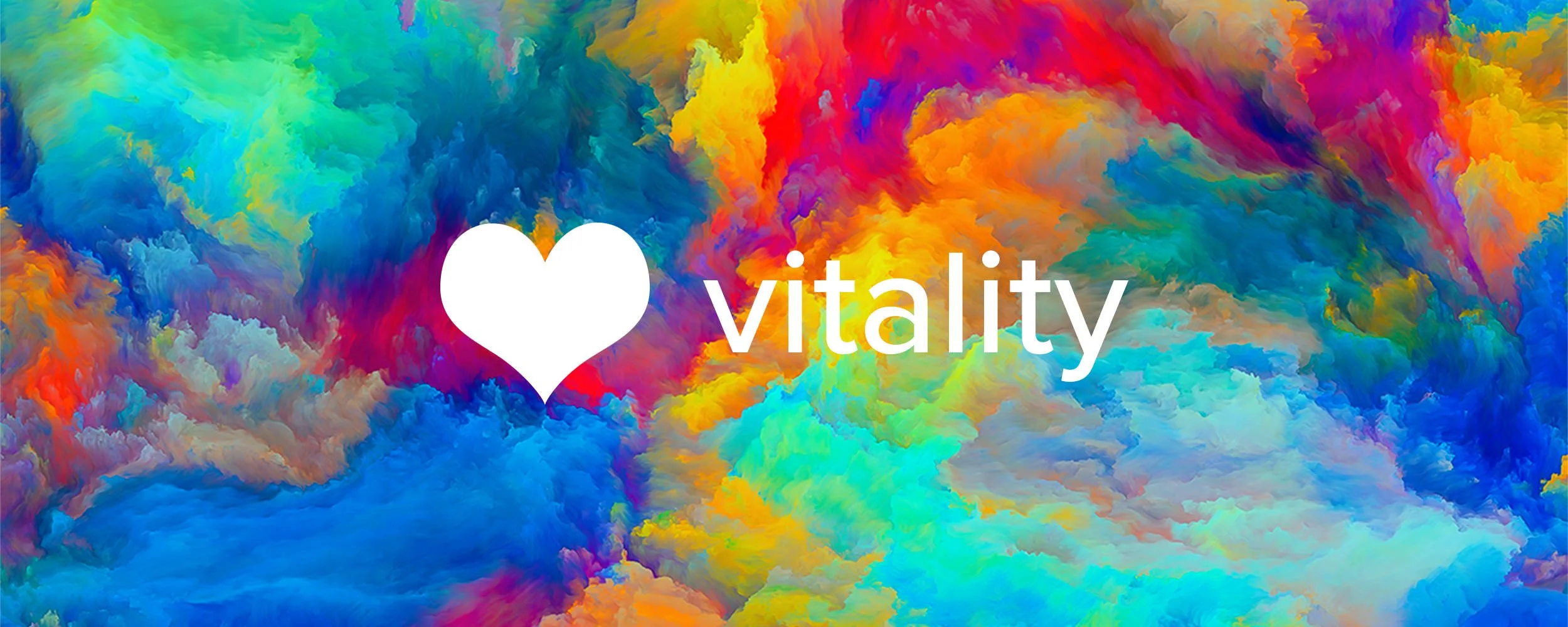 Colourful Banner that reads "[heart] vitality"
